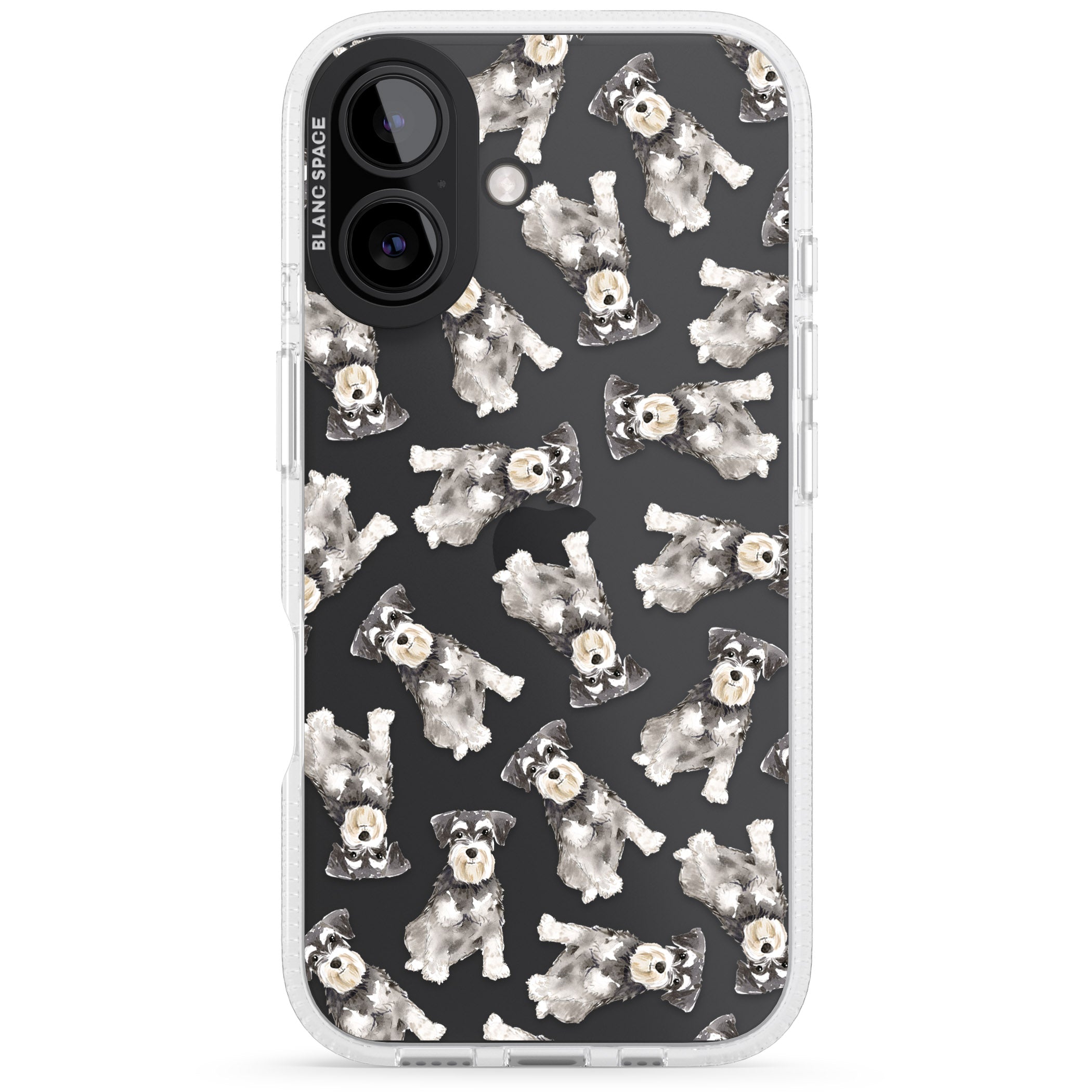 Miniature Schnauzer Watercolour Dog Pattern iPhone 16 / 16 Plus Clear Case Impact Air - Blanc Space