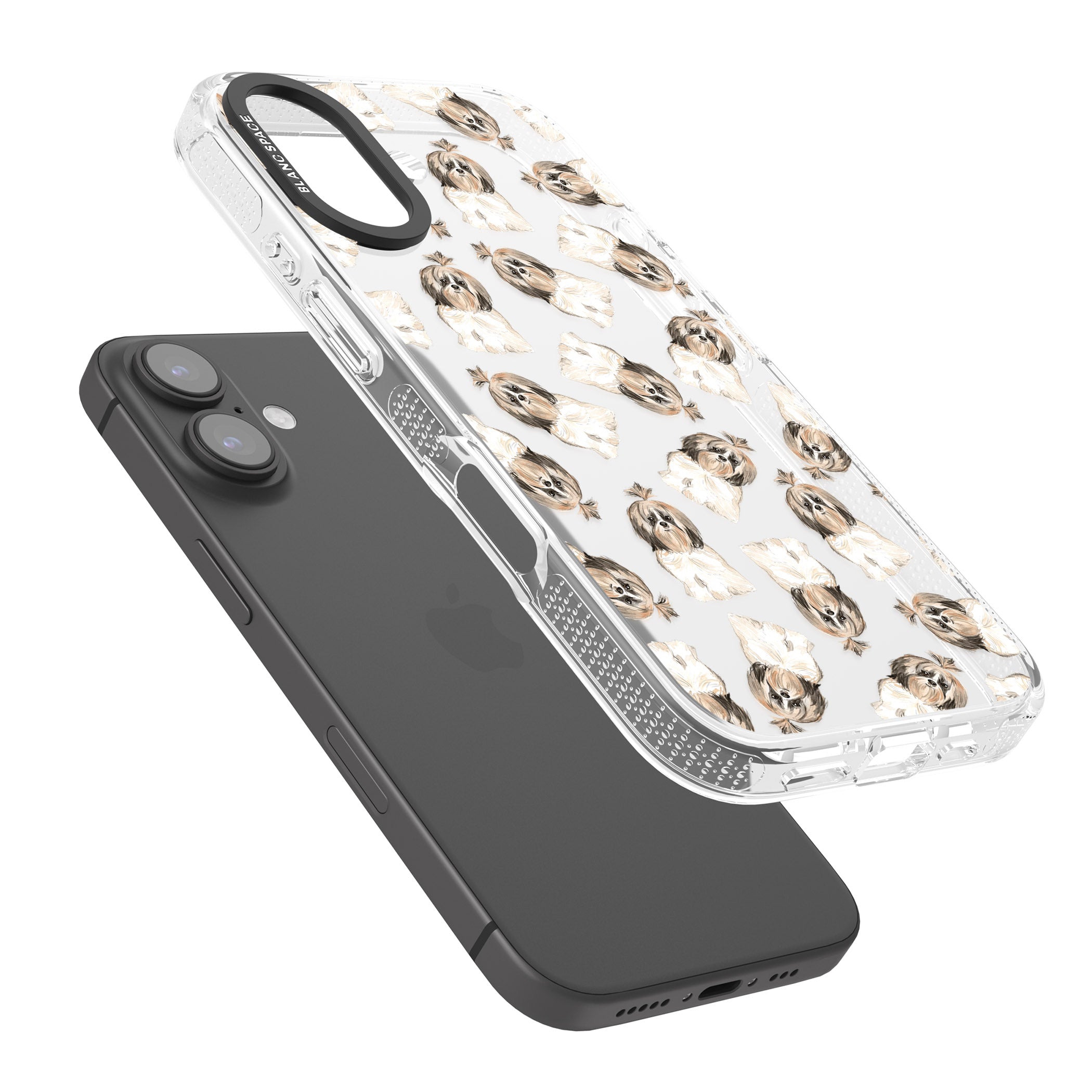 Shih tzu (Long Hair) Watercolour Dog Pattern iPhone 16 / 16 Plus Clear Case Impact Air - Blanc Space