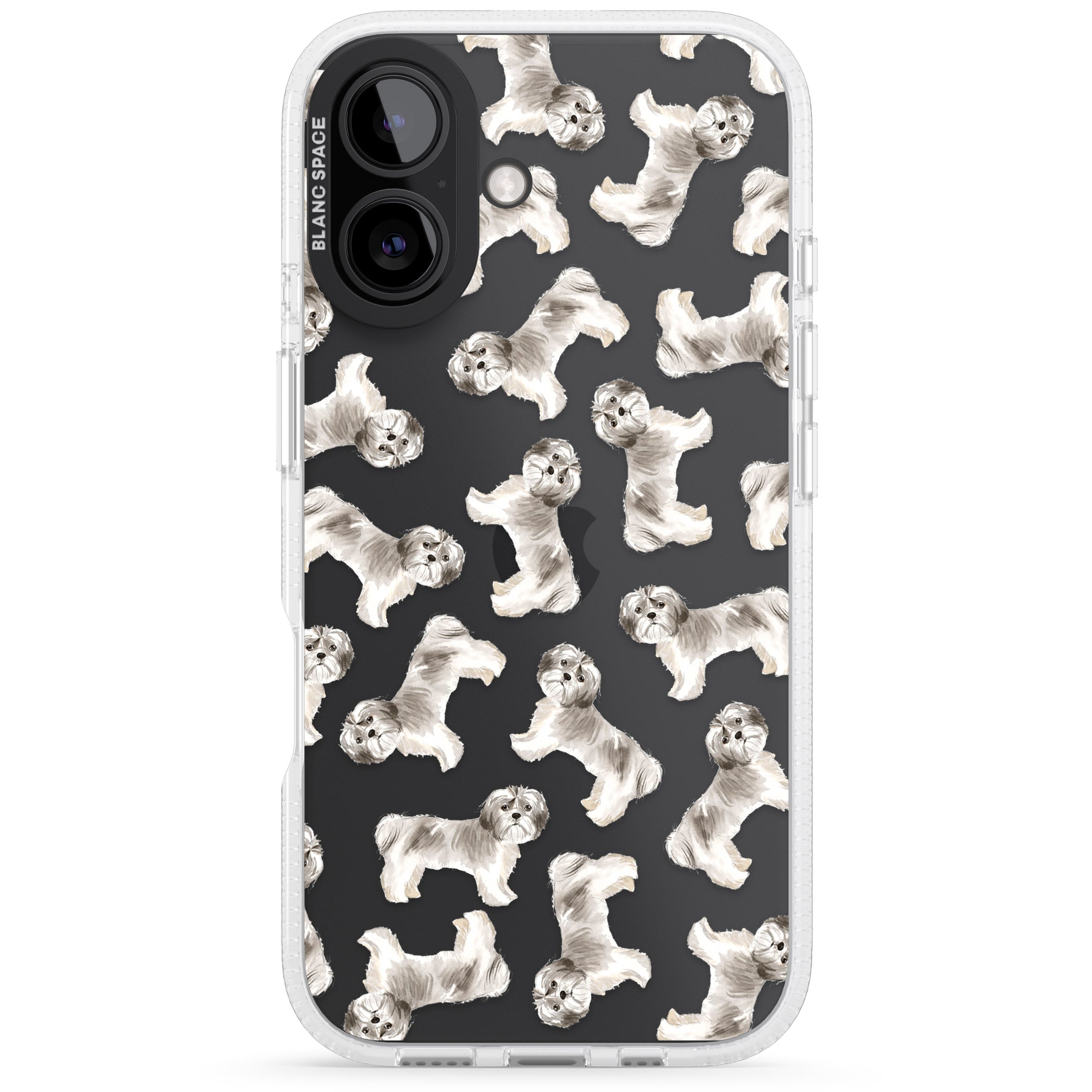 Shih tzu (Short Hair) Watercolour Dog Pattern iPhone 16 / 16 Plus Clear Case Impact Air - Blanc Space