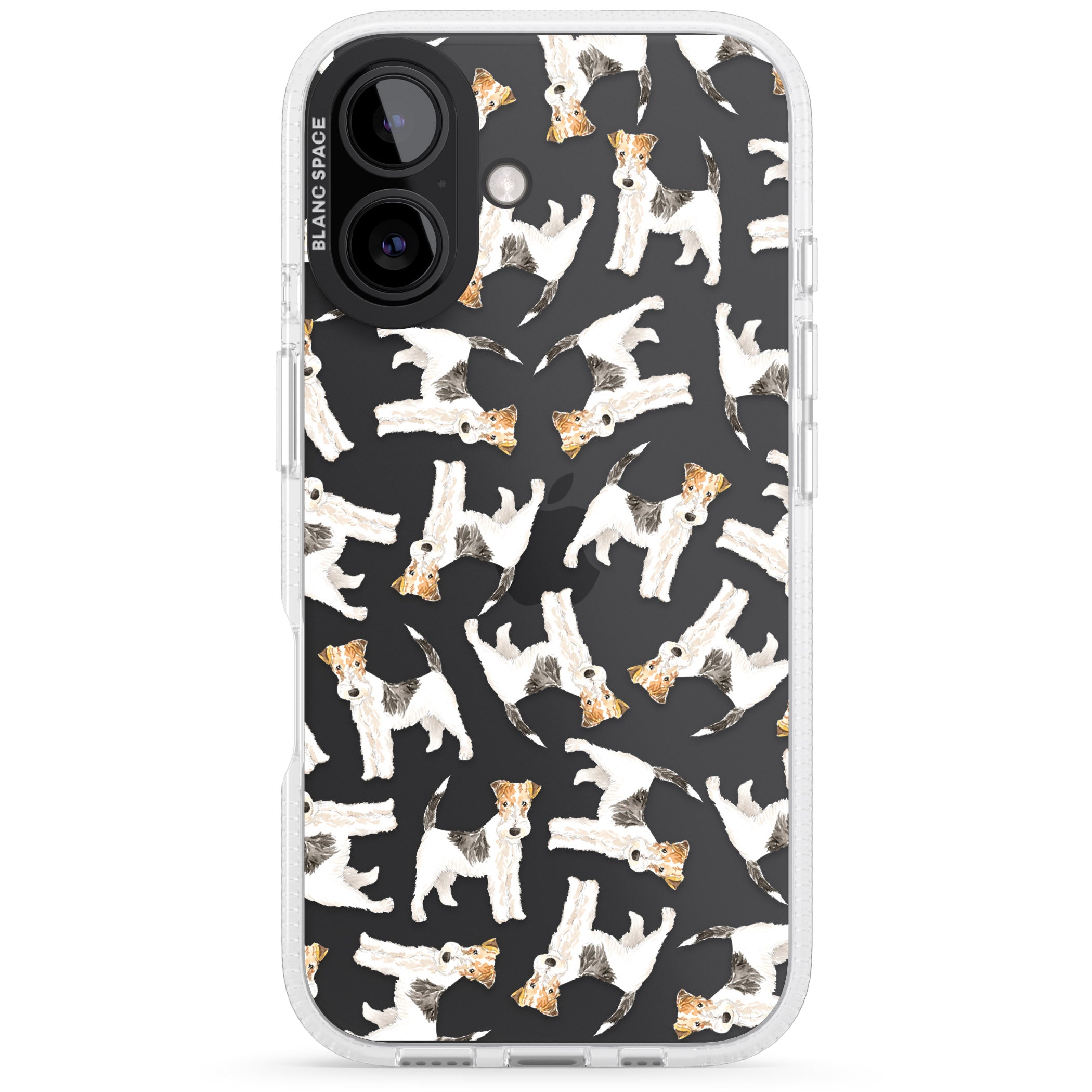 Wire Haired Fox Terrier Watercolour Dog Pattern iPhone 16 / 16 Plus Clear Case Impact Air - Blanc Space