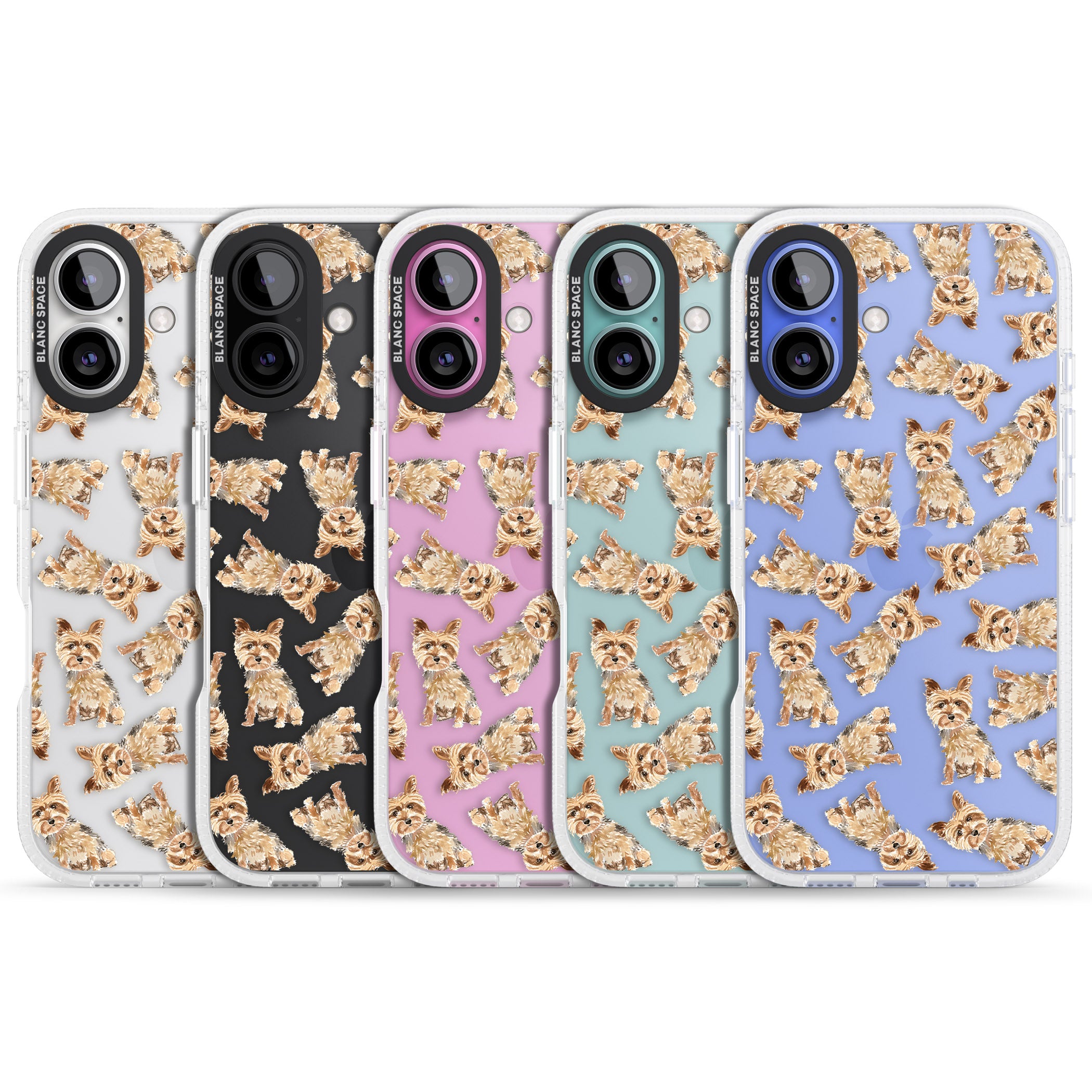 Yorkshire Terrier Watercolour Dog Pattern iPhone 16 / 16 Plus Clear Case Impact Air - Blanc Space