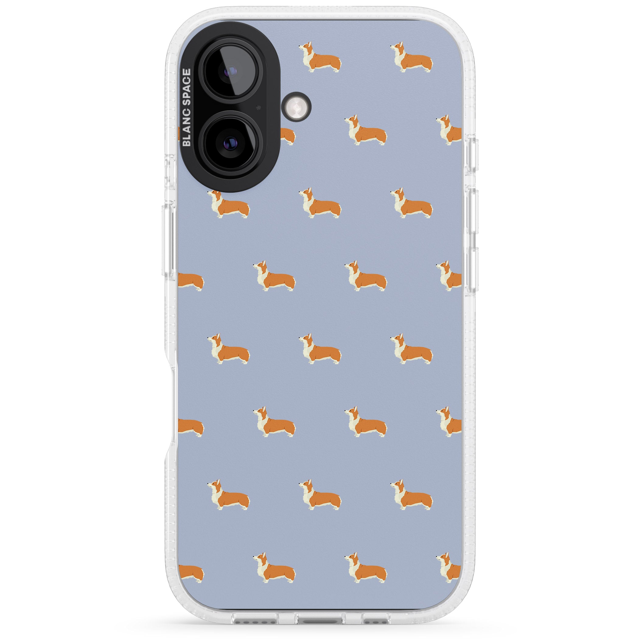 Pembroke Welsh Corgi Dog Pattern iPhone 16 / 16 Plus Clear Case Impact Air - Blanc Space