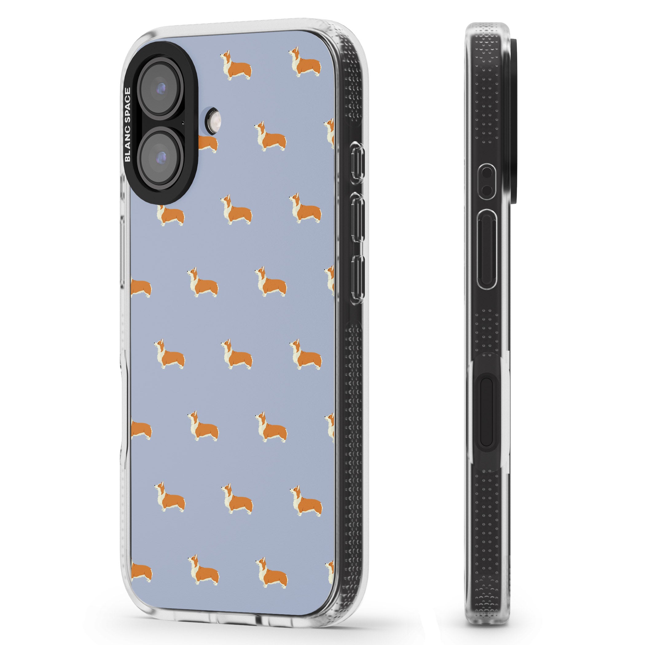 Pembroke Welsh Corgi Dog Pattern iPhone 16 / 16 Plus Clear Case Impact Air - Blanc Space