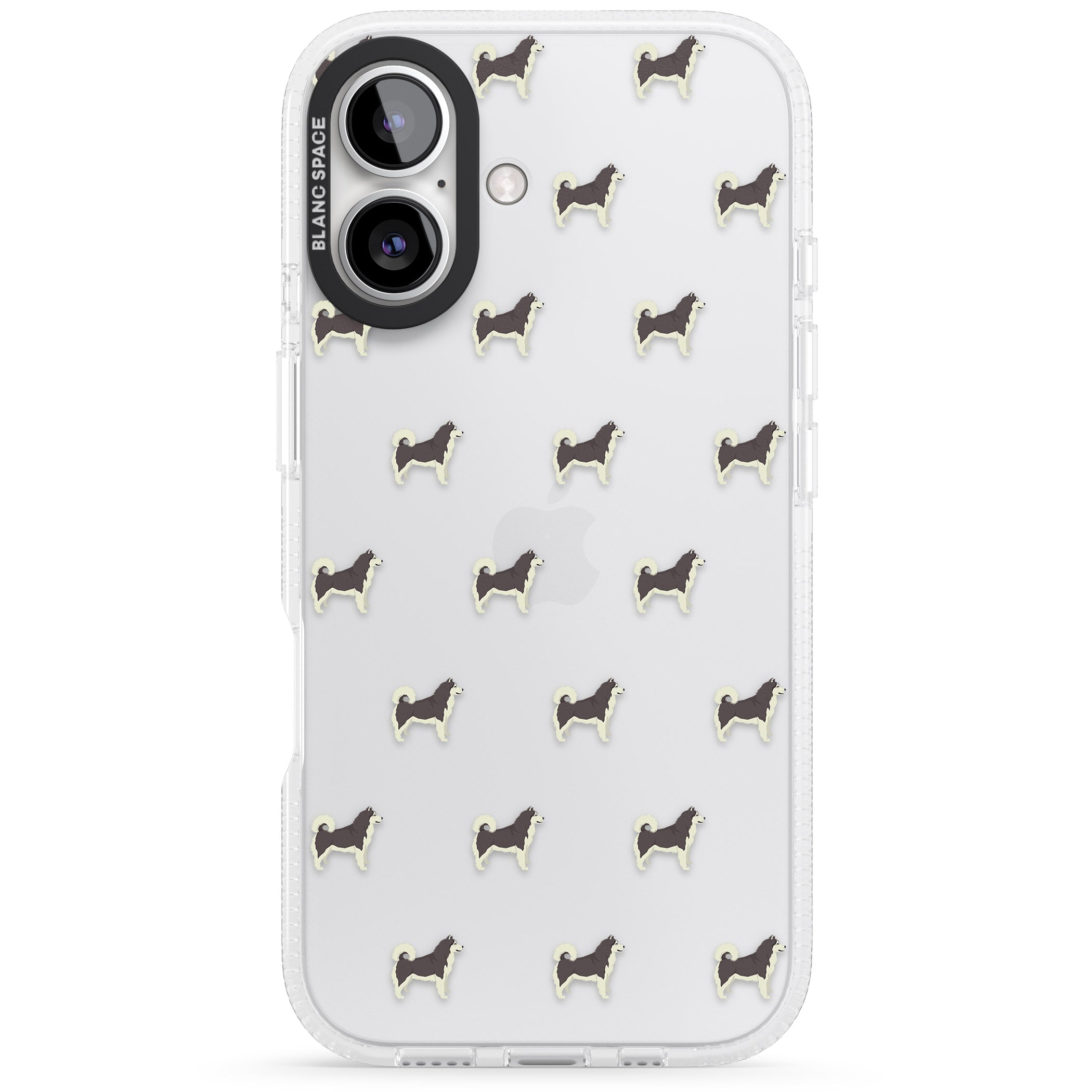 Alaskan Malamute Dog Pattern Clear iPhone 16 / 16 Plus Clear Case Impact Air - Blanc Space