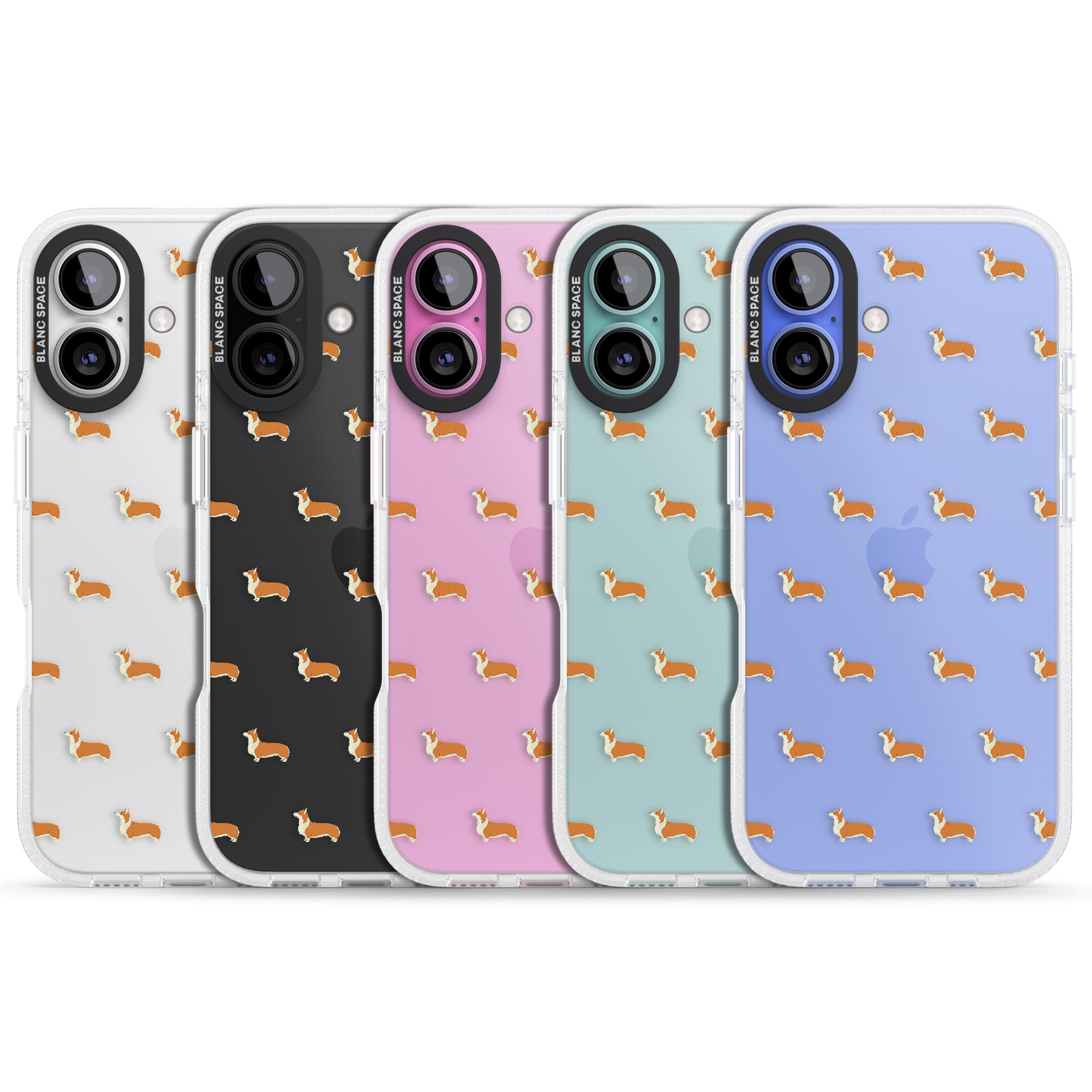 Pembroke Welsh Corgi Dog Pattern Clear iPhone 16 / 16 Plus Clear Case Impact Air - Blanc Space