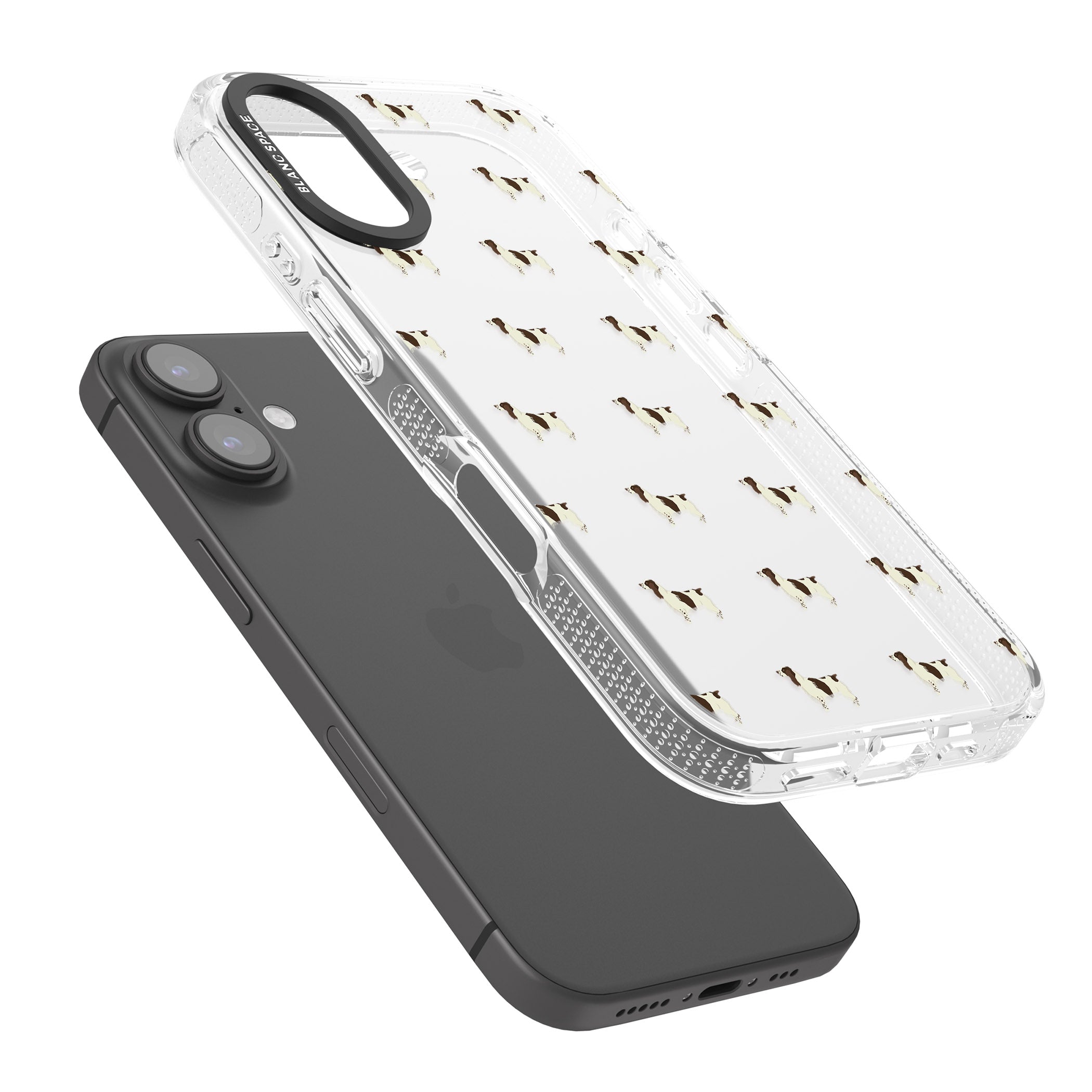English Springer Spaniel Dog Pattern Clear iPhone 16 / 16 Plus Clear Case Impact Air - Blanc Space