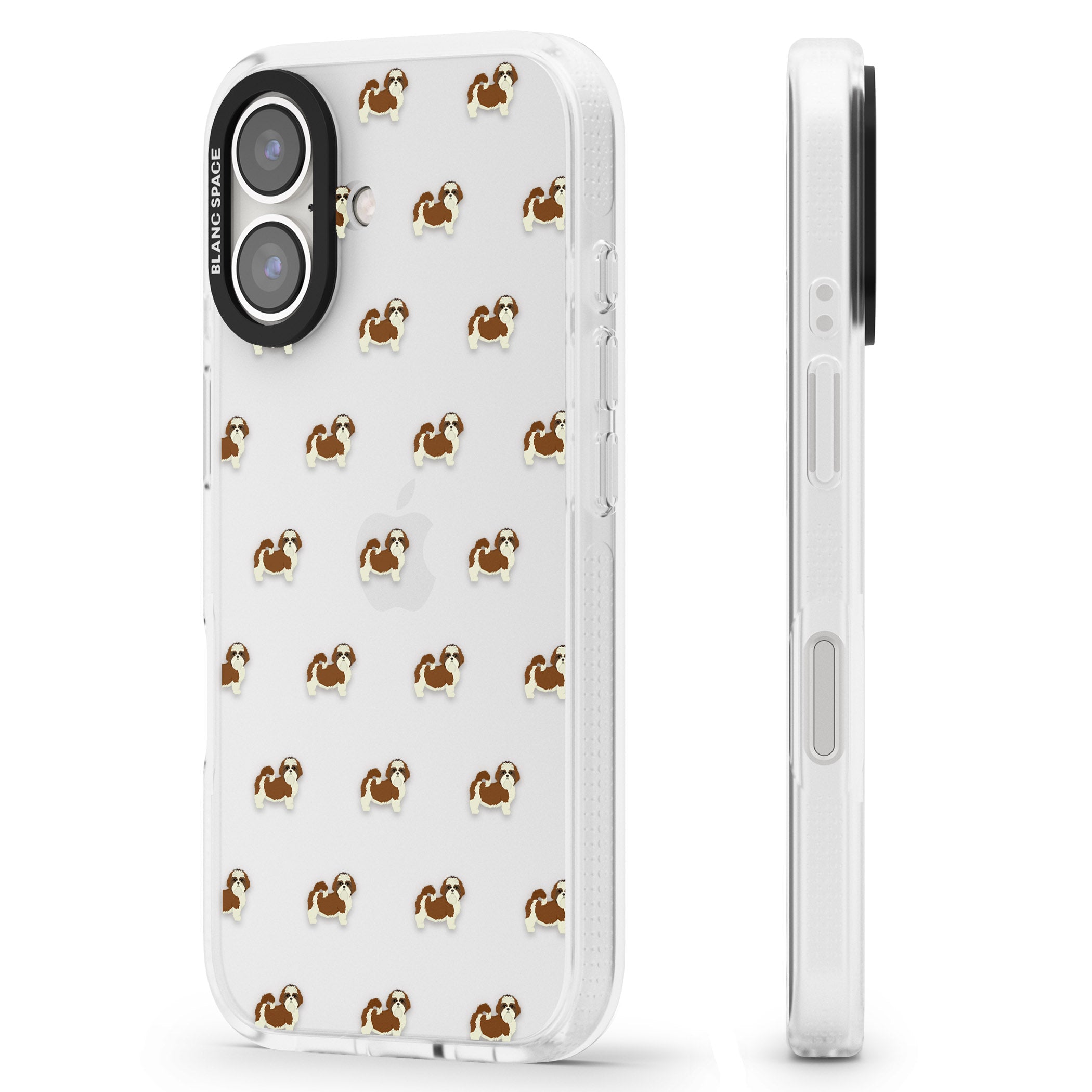 Shih Tzu Dog Pattern Clear iPhone 16 / 16 Plus Clear Case Impact Air - Blanc Space