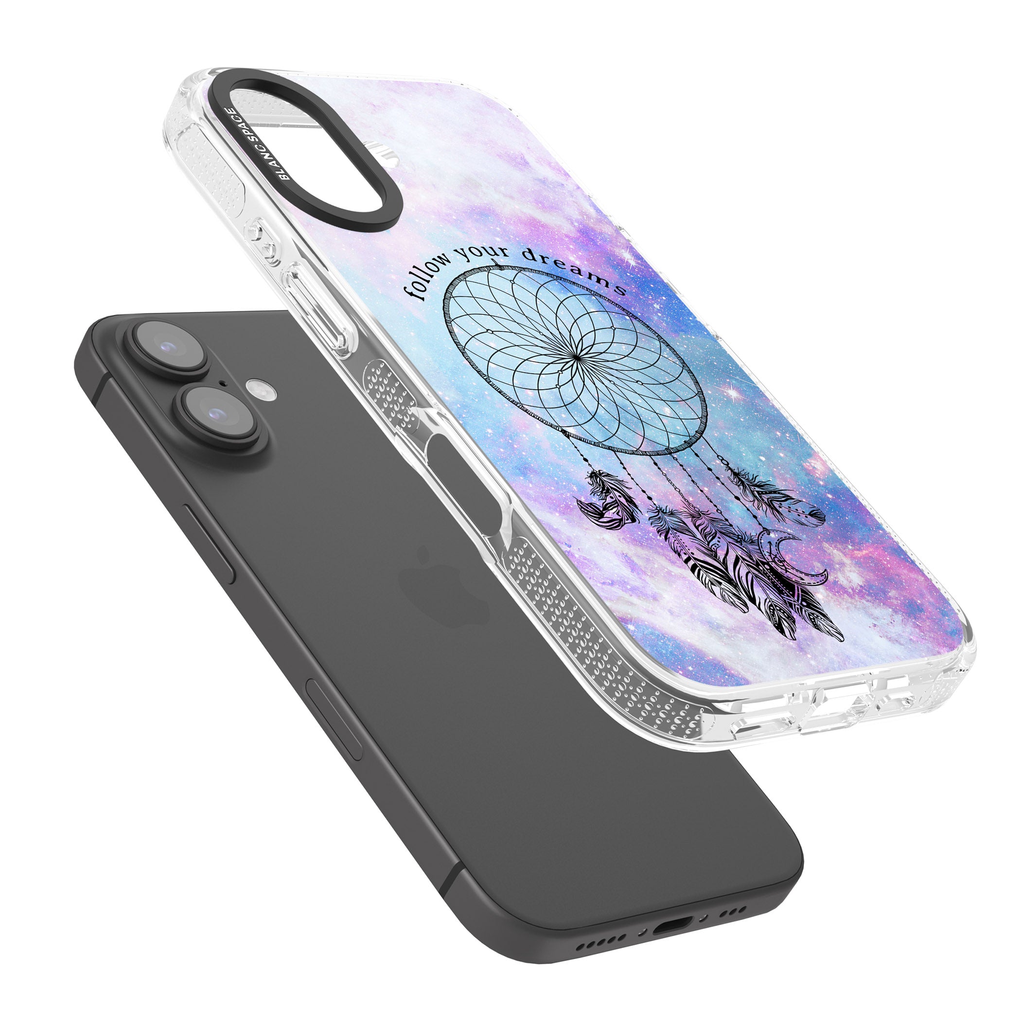 Simple Galaxy Pattern Dreamcatcher iPhone 16 / 16 Plus Clear Case Impact Air - Blanc Space