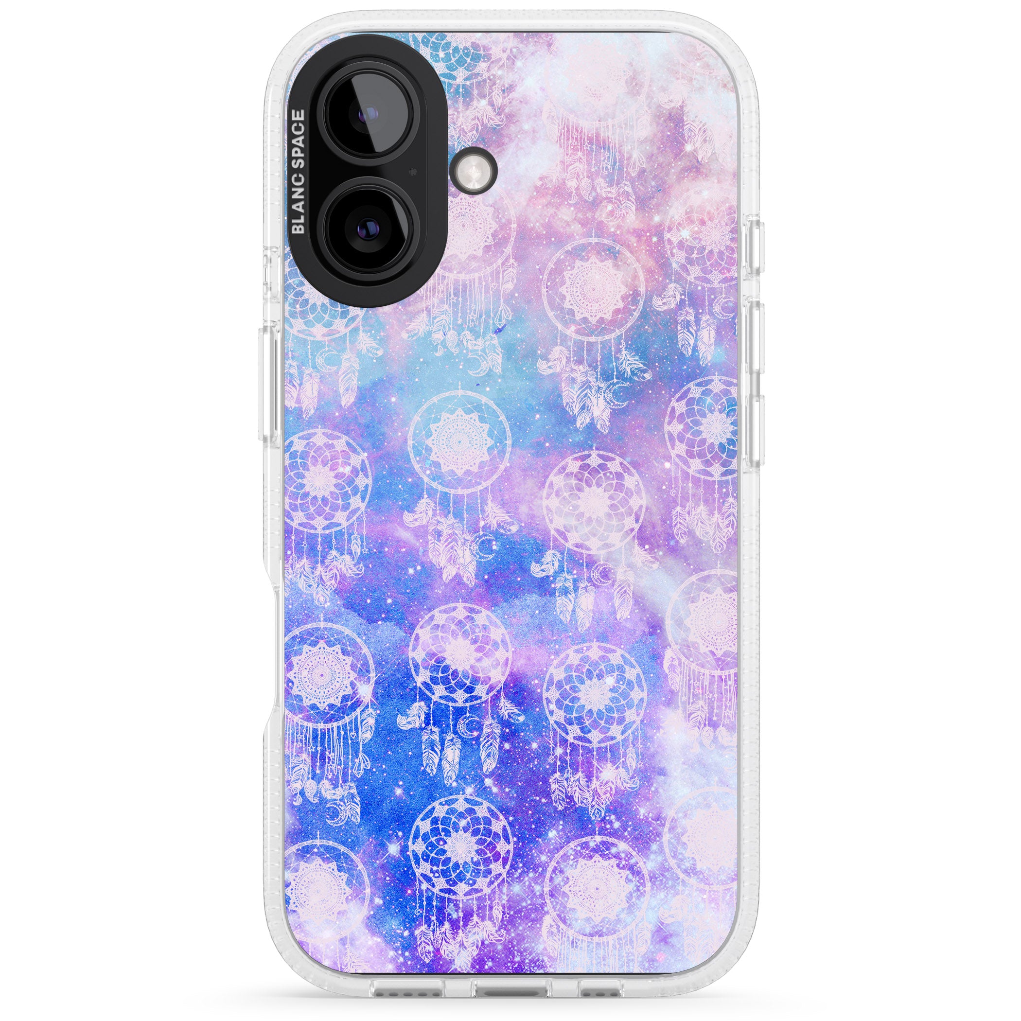 Dreamcatcher Pattern Galaxy Print Tie Dye iPhone 16 / 16 Plus Clear Case Impact Air - Blanc Space
