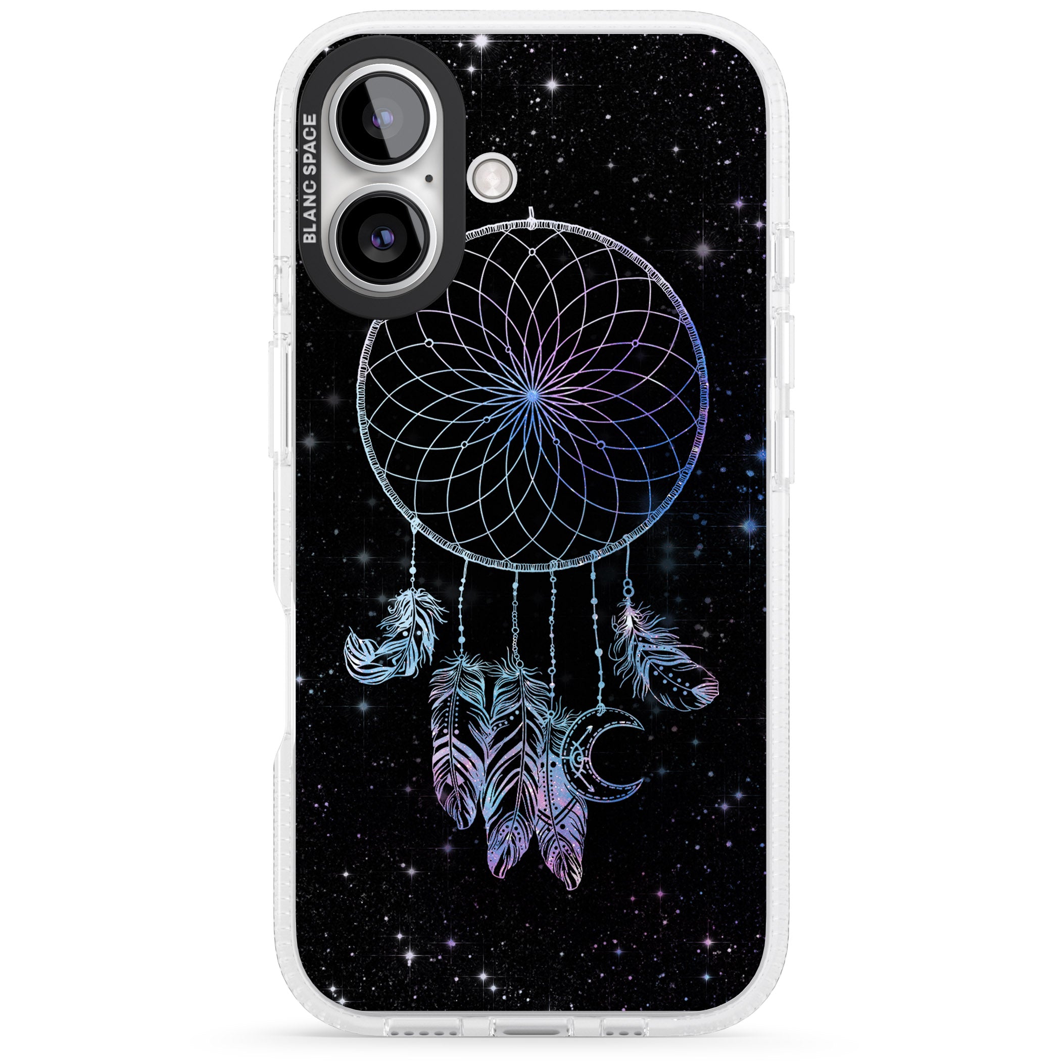 Dreamcatcher Space Stars Galaxy Print iPhone 16 / 16 Plus Clear Case Impact Air - Blanc Space