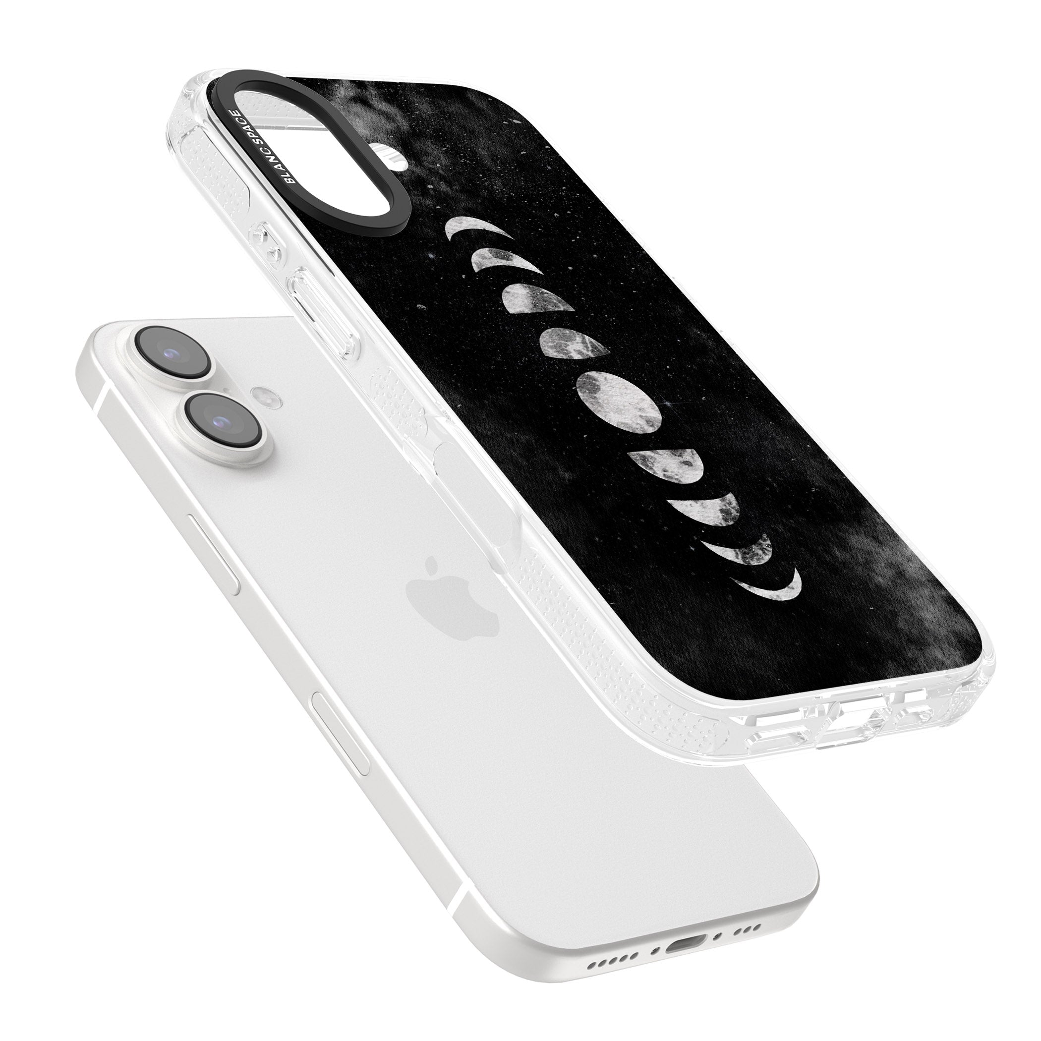 Watercolour Moon Phases iPhone 16 / 16 Plus Clear Case Impact Air - Blanc Space