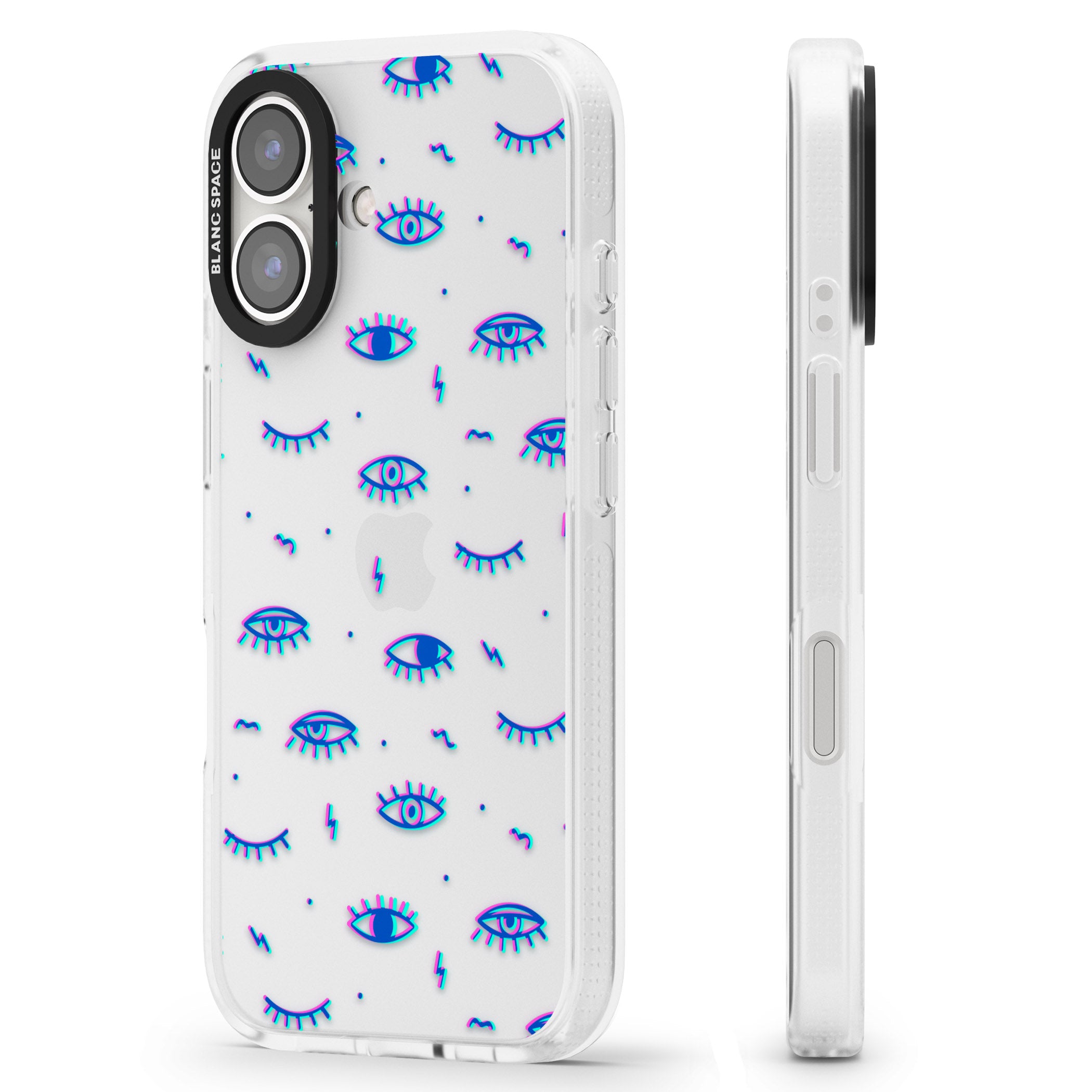 Duotone Psychedelic Eyes iPhone 16 / 16 Plus Clear Case Impact Air - Blanc Space