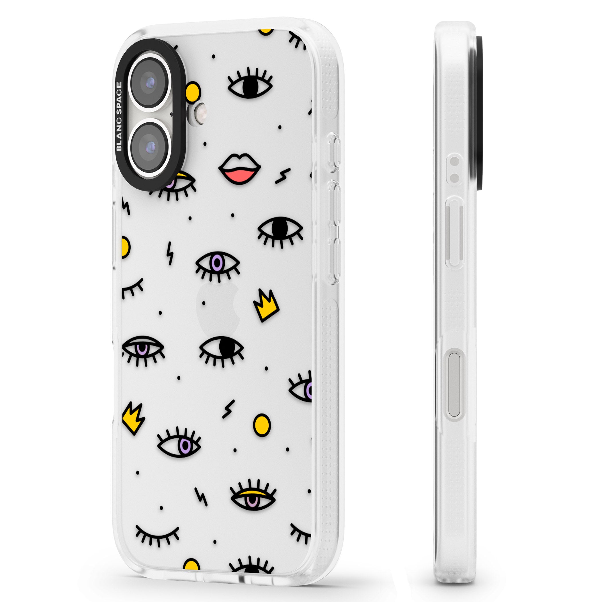 Eyes & Lips Icons iPhone 16 / 16 Plus Clear Case Impact Air - Blanc Space