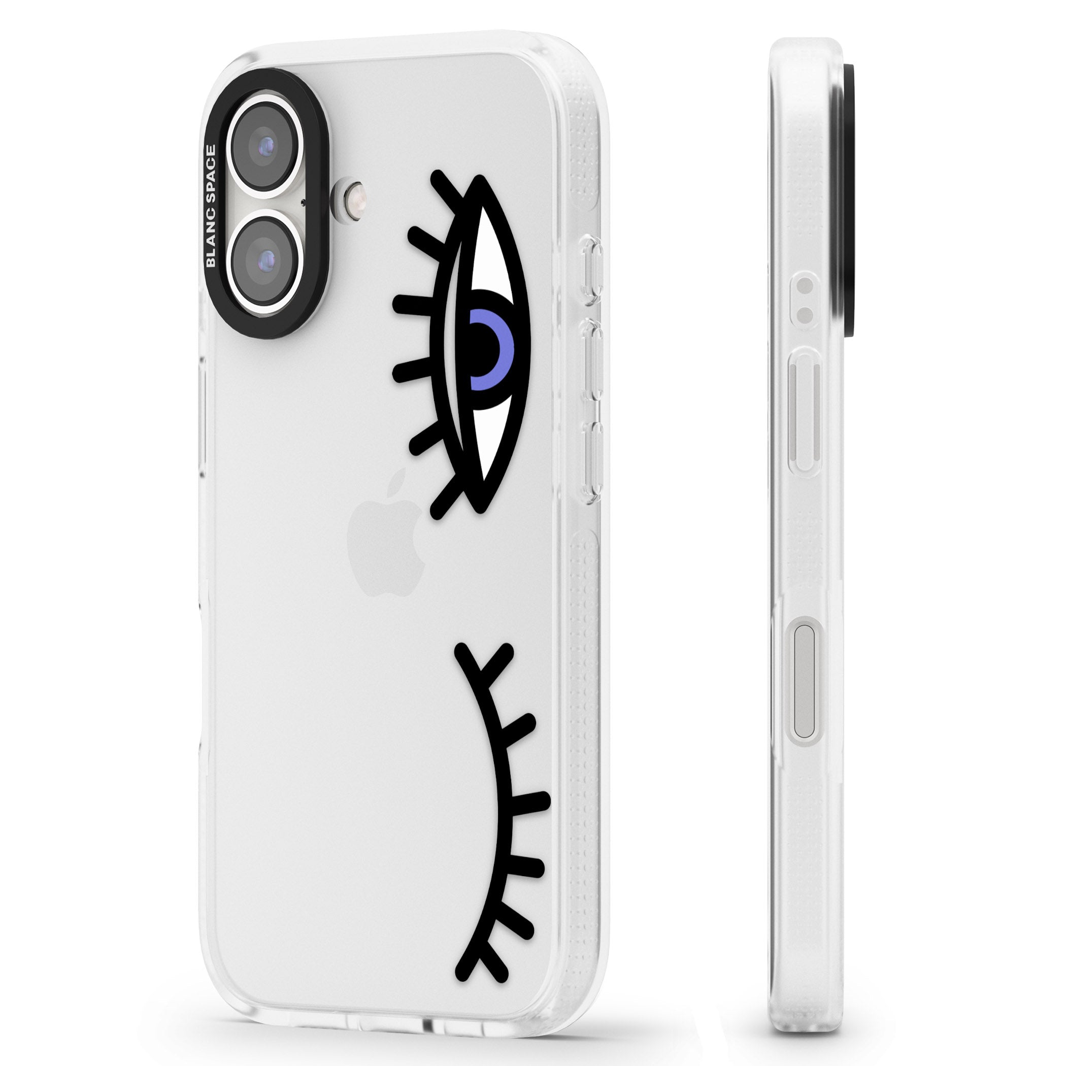 Winking Eyes Transparent Pattern iPhone 16 / 16 Plus Clear Case Impact Air - Blanc Space