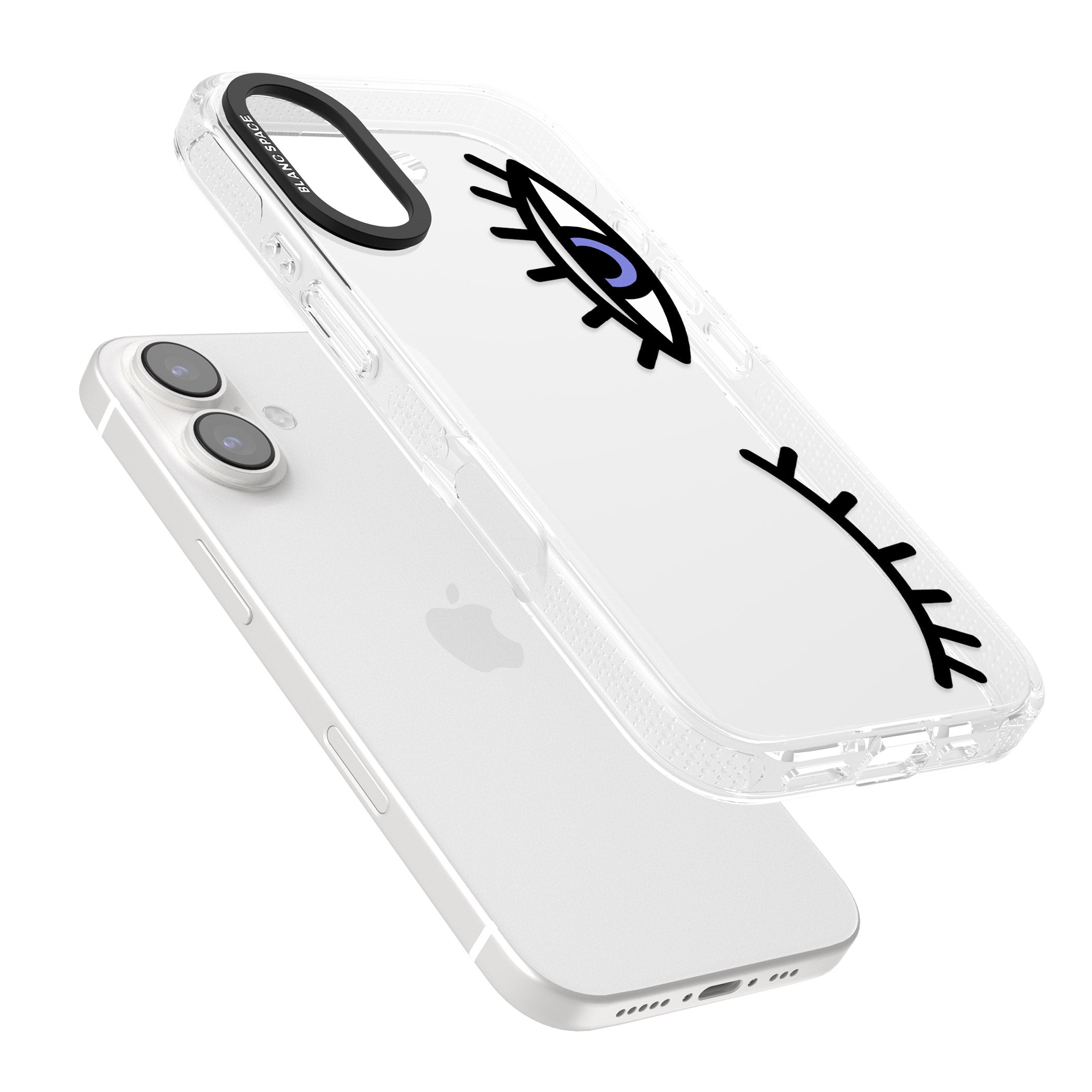 Winking Eyes Transparent Pattern iPhone 16 / 16 Plus Clear Case Impact Air - Blanc Space