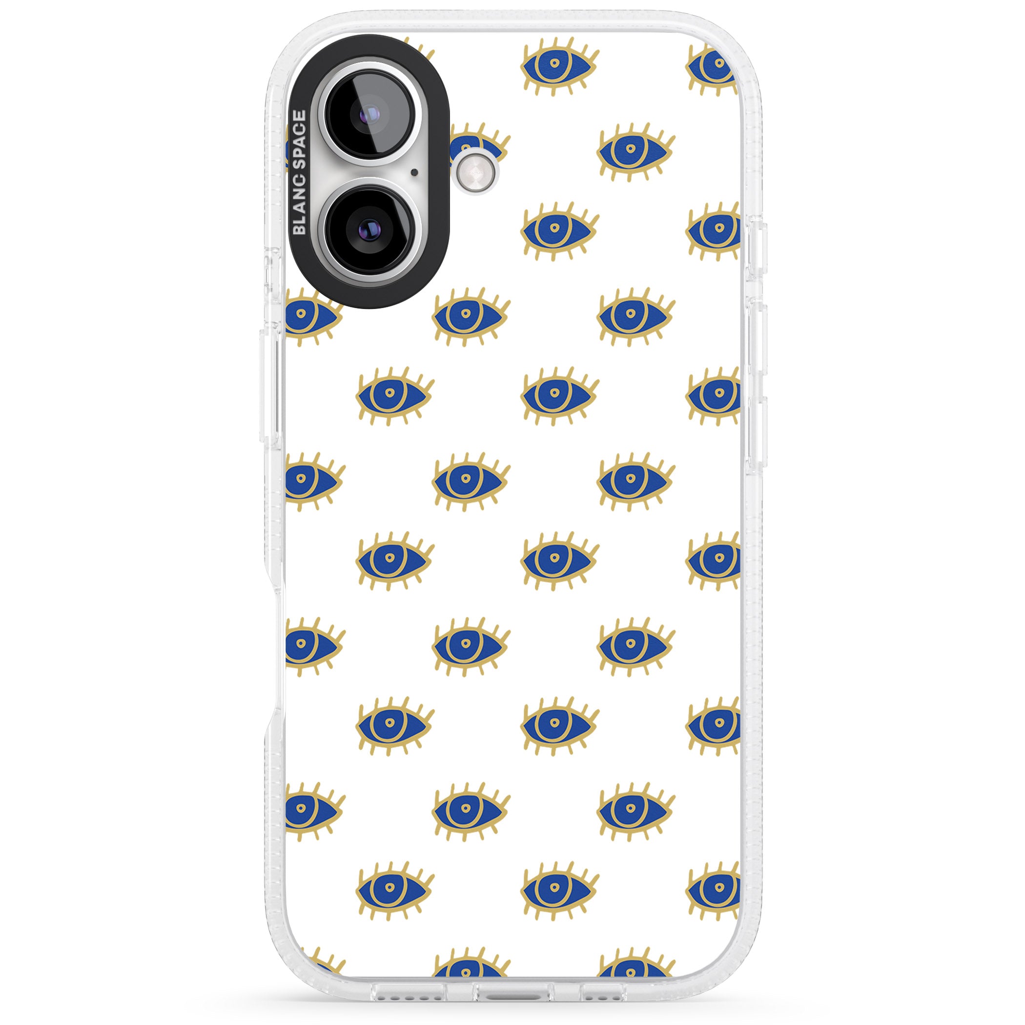 Gold Eyes Psychedelic Eyes Pattern iPhone 16 / 16 Plus Clear Case Impact Air - Blanc Space