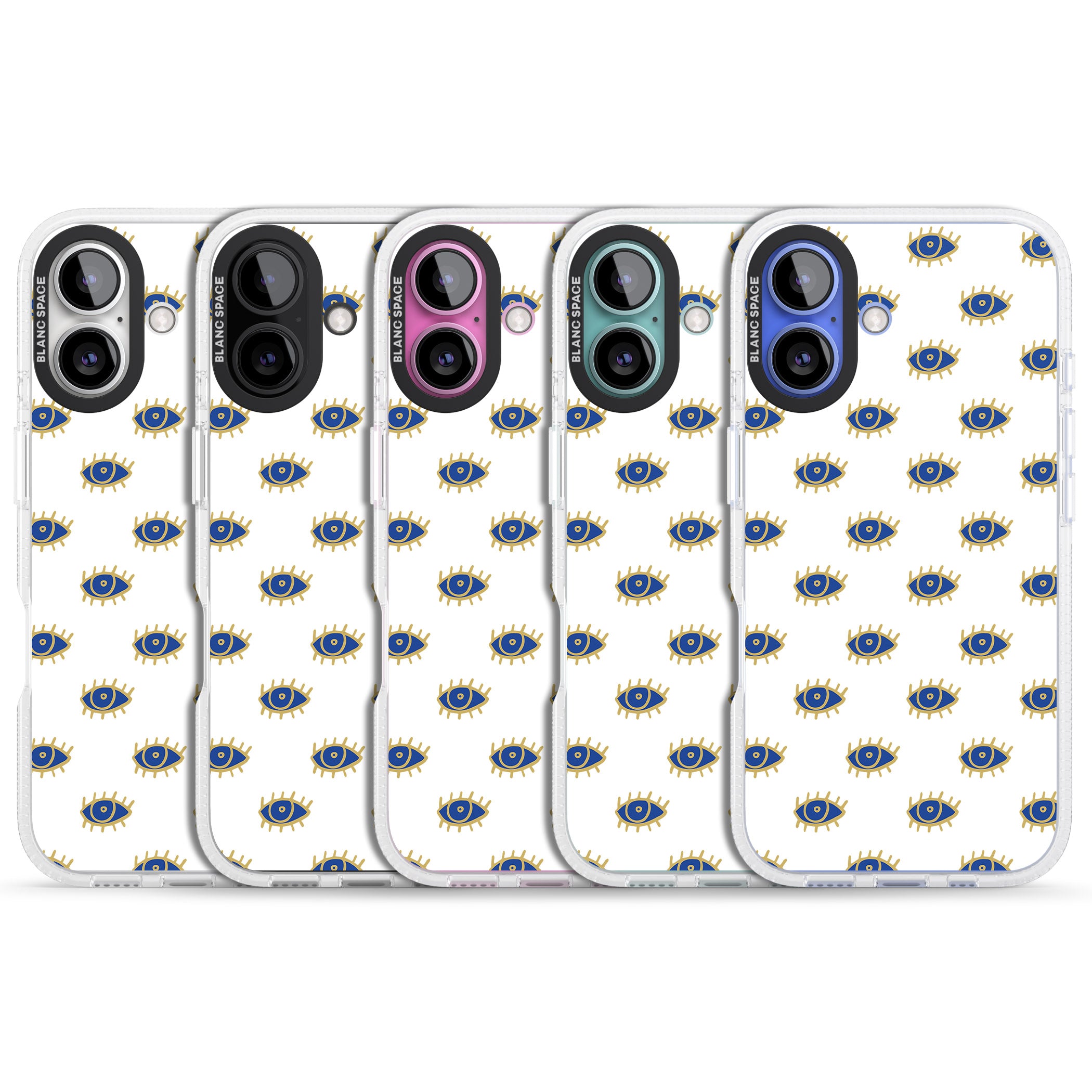 Gold Eyes Psychedelic Eyes Pattern iPhone 16 / 16 Plus Clear Case Impact Air - Blanc Space