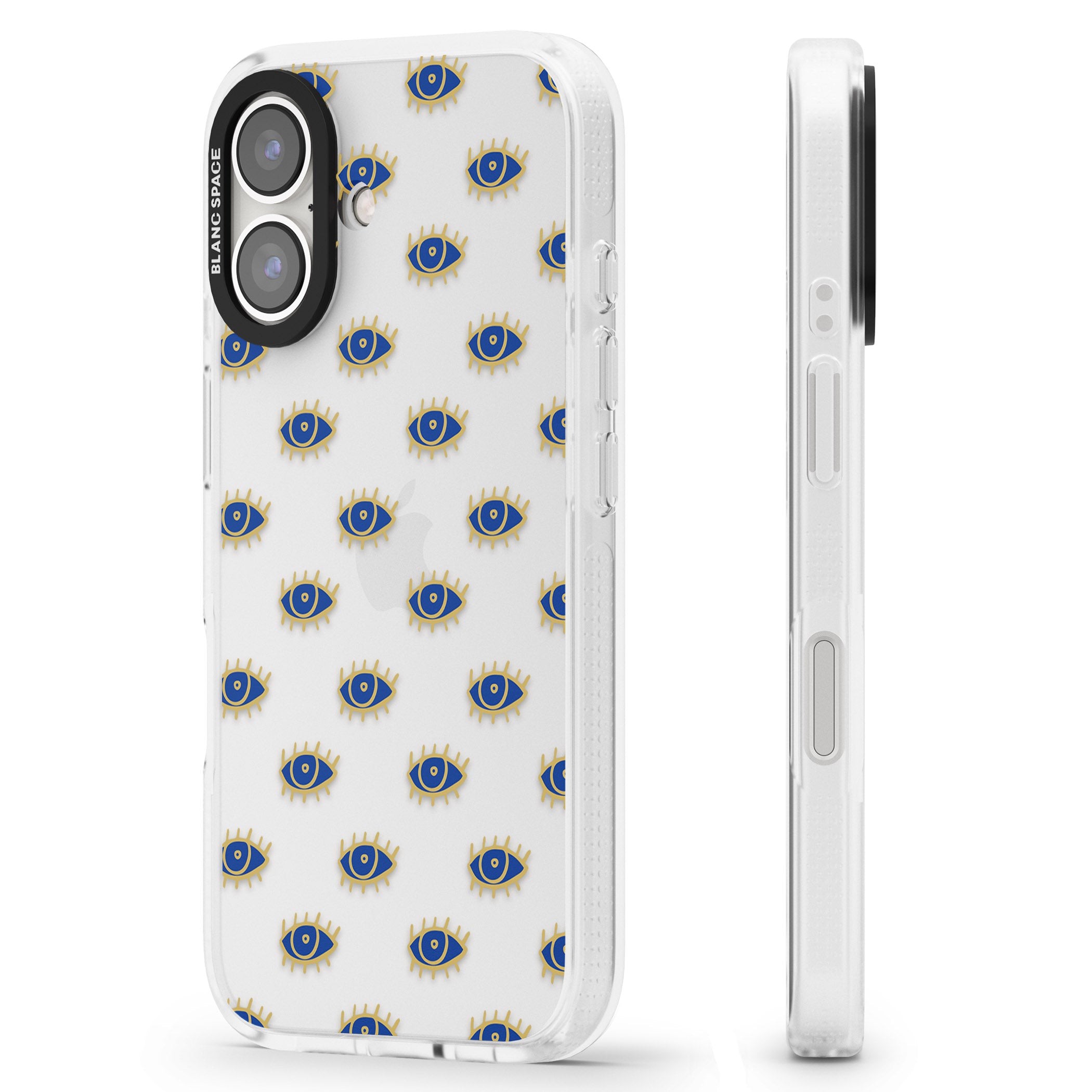 Gold Eyes (Clear) Psychedelic Eyes Pattern iPhone 16 / 16 Plus Clear Case Impact Air - Blanc Space