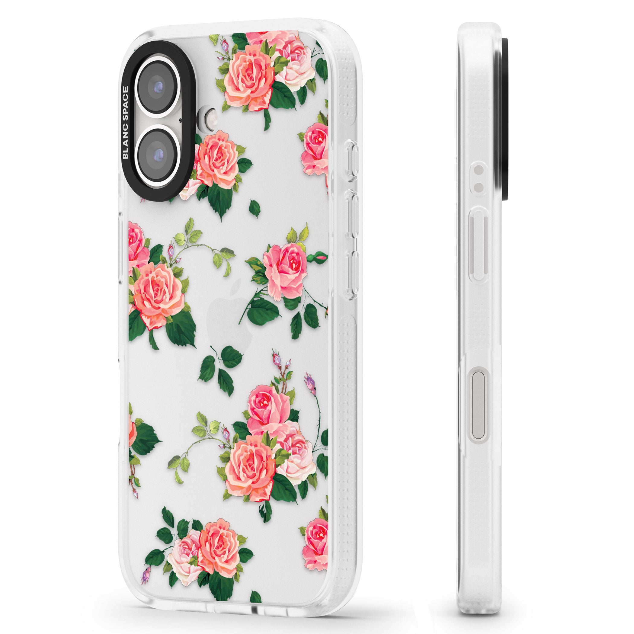Pink Roses iPhone 16 / 16 Plus Clear Case Impact Air - Blanc Space