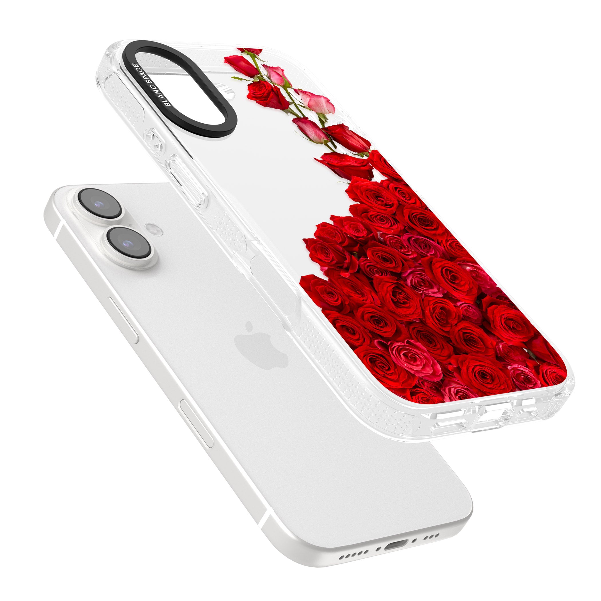 Floral Roses iPhone 16 / 16 Plus Clear Case Impact Air - Blanc Space