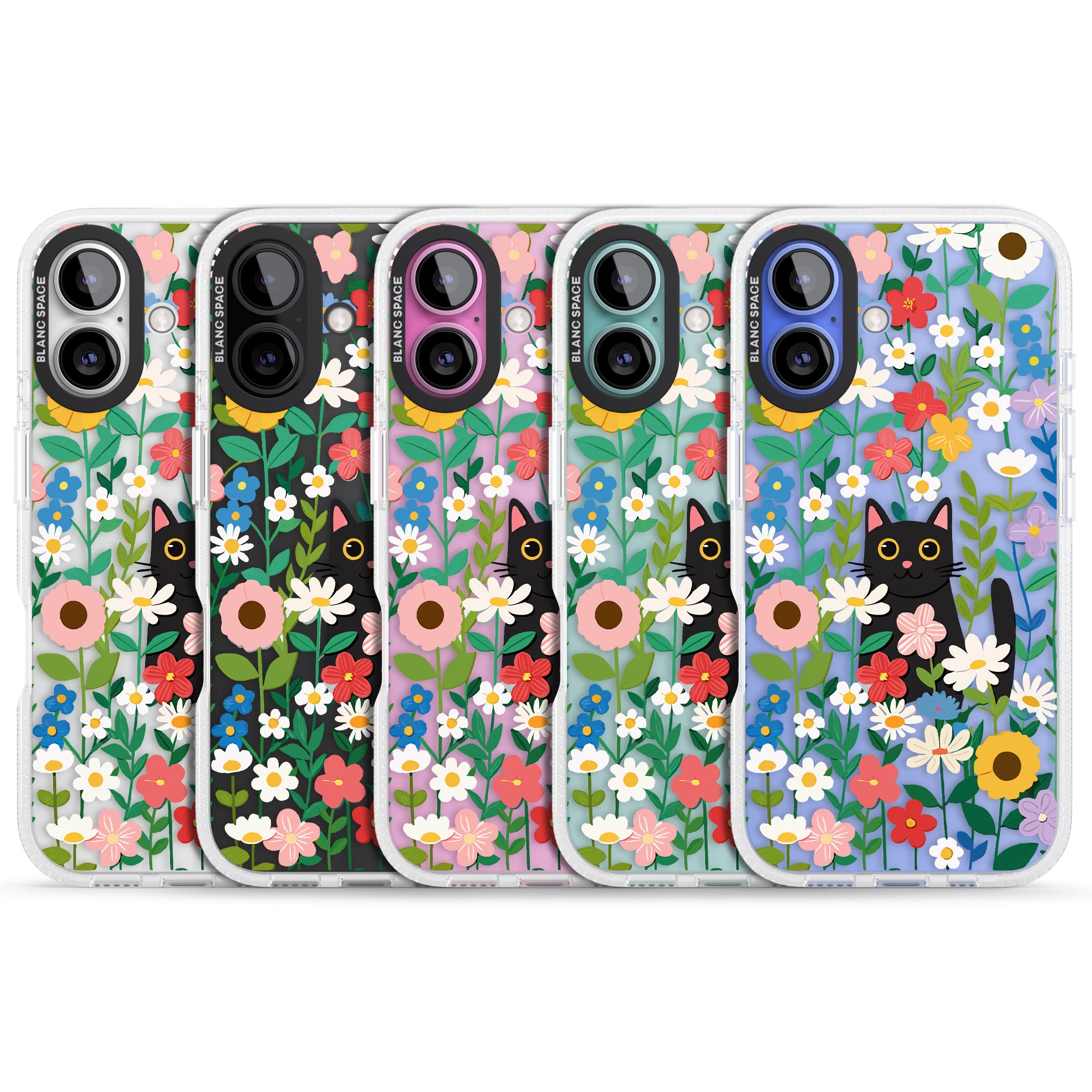 Whiskers & Wildflowers Cat iPhone 16 / 16 Plus Clear Case Impact Air - Blanc Space