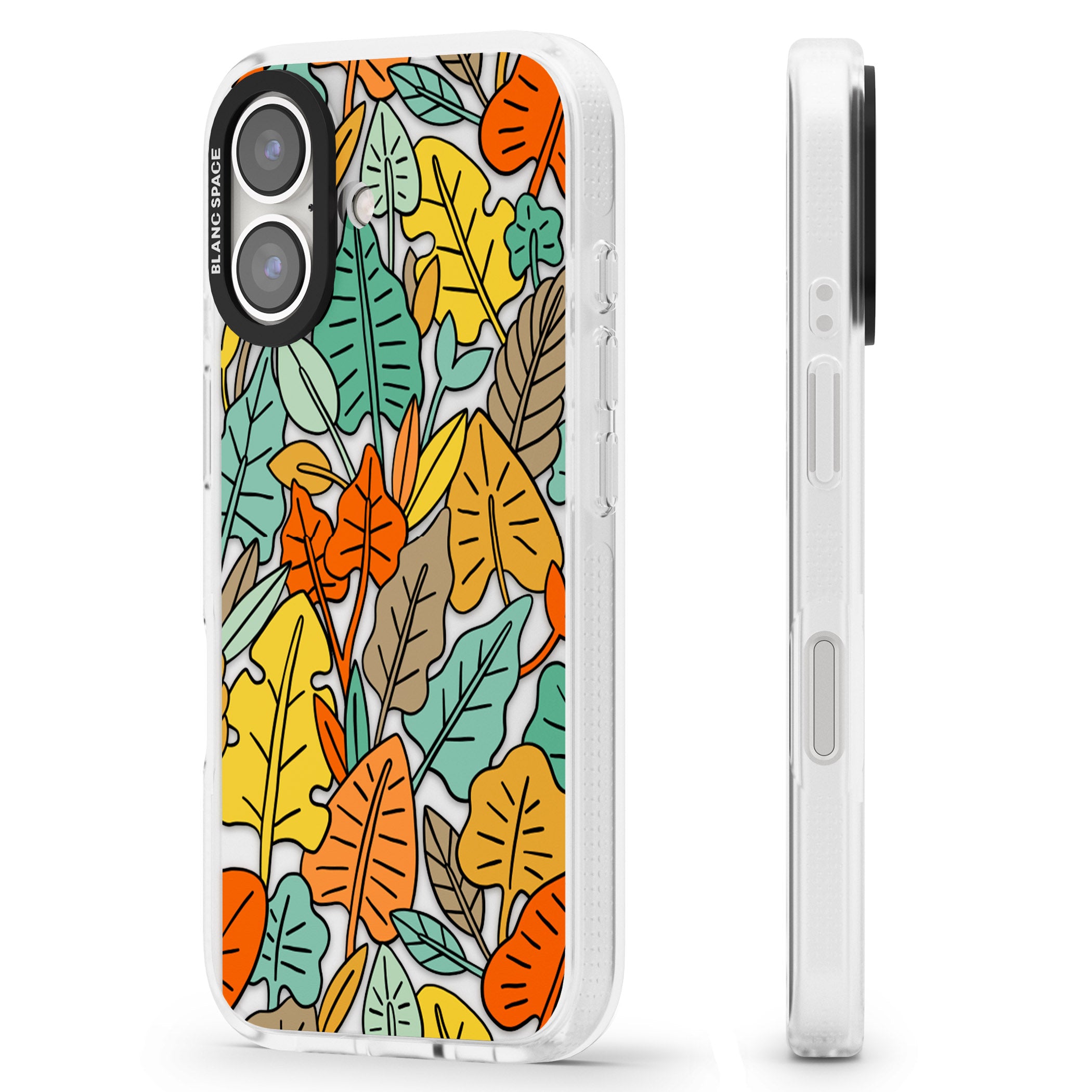 Pastel Toned Autumn Leaves iPhone 16 / 16 Plus Clear Case Impact Air - Blanc Space