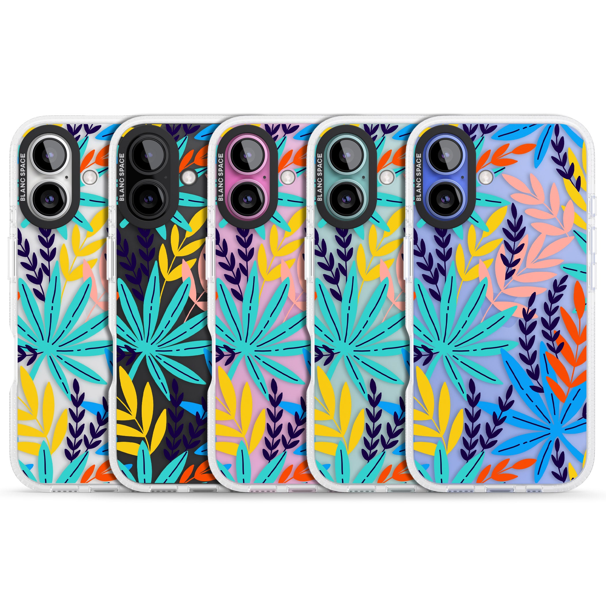 Tropical Palm Leaves iPhone 16 / 16 Plus Clear Case Impact Air - Blanc Space