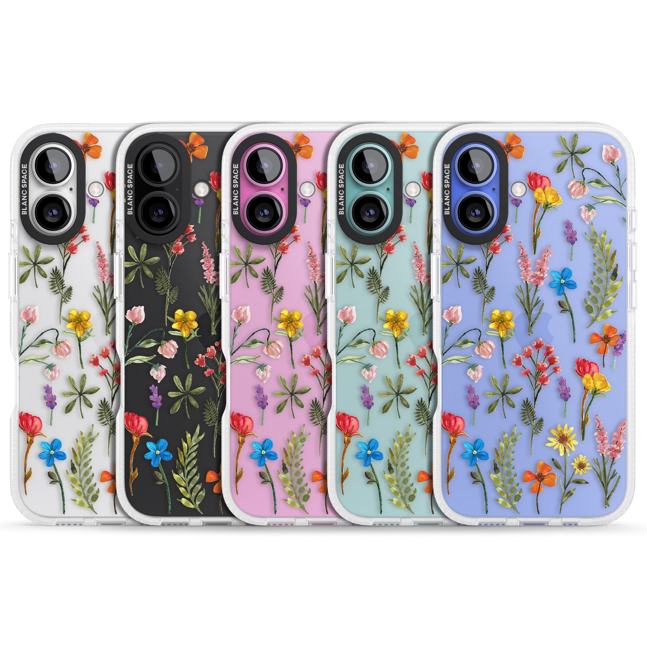Spring Botanicals iPhone 16 / 16 Plus Clear Case Impact Air - Blanc Space