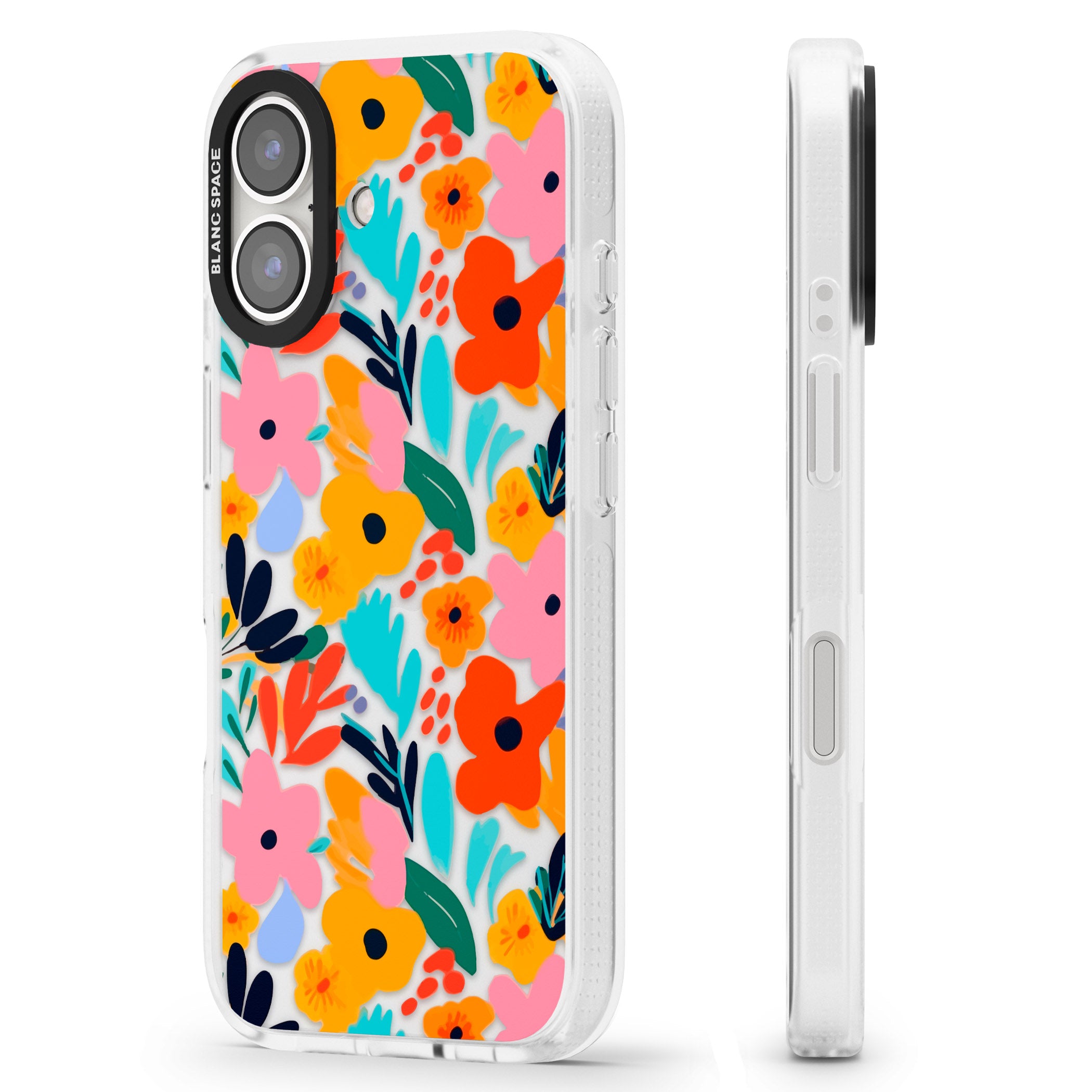Floral Fiesta iPhone 16 / 16 Plus Clear Case Impact Air - Blanc Space