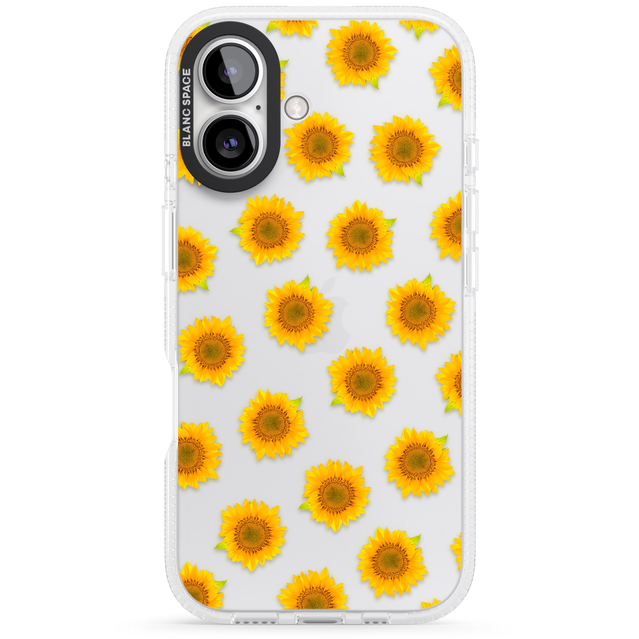 Sunflowers Transparent Pattern iPhone 16 / 16 Plus Clear Case Impact Air - Blanc Space