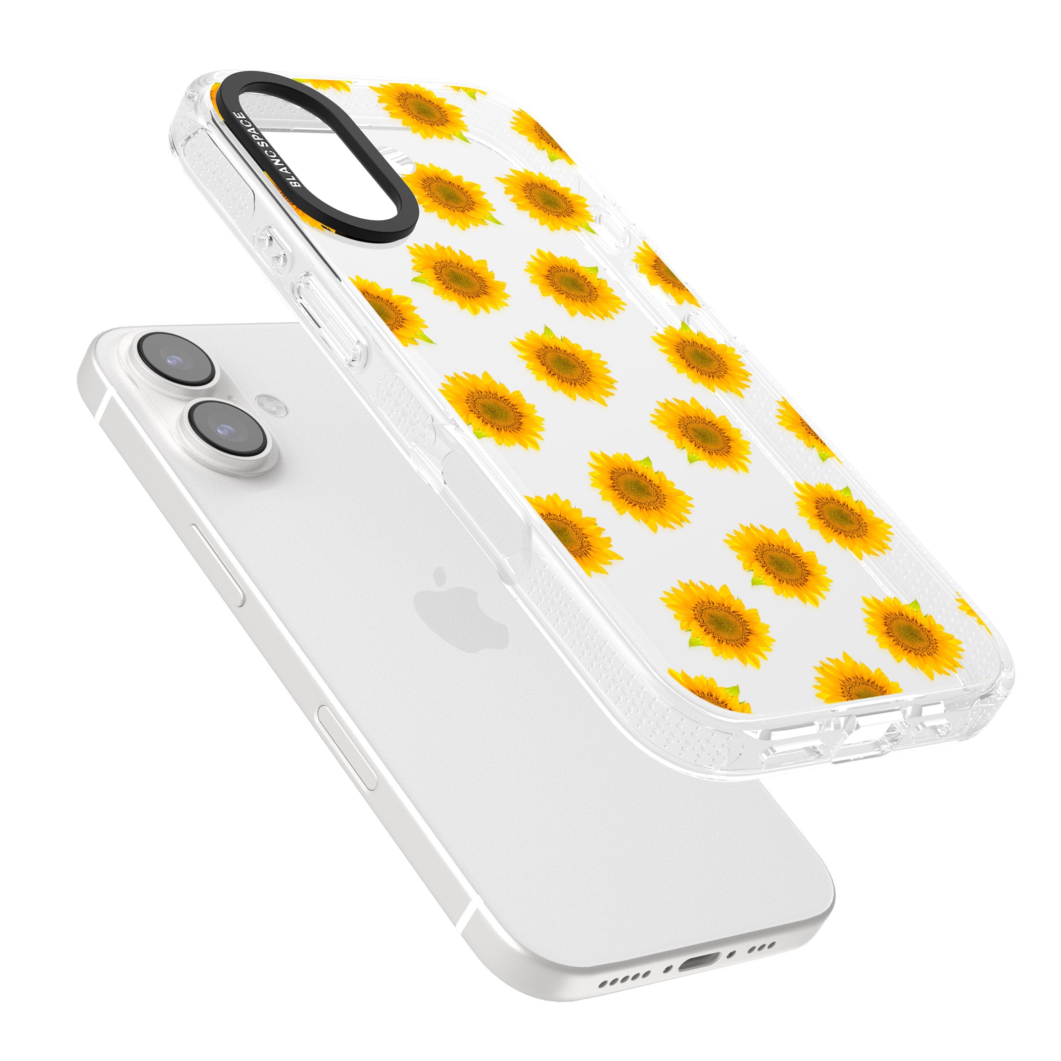 Sunflowers Transparent Pattern iPhone 16 / 16 Plus Clear Case Impact Air - Blanc Space