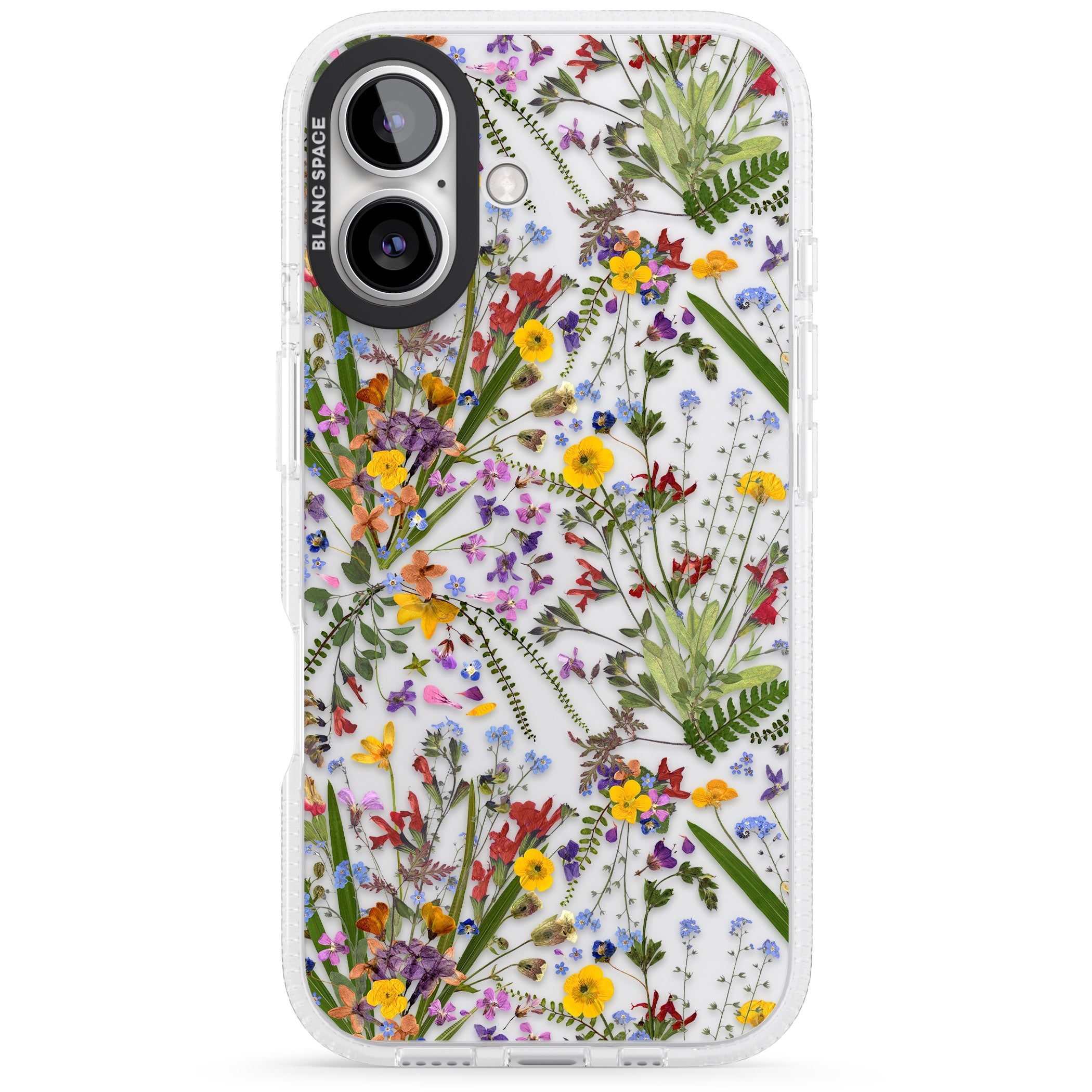 Wildflower & Leaves iPhone 16 / 16 Plus Clear Case Impact Air - Blanc Space