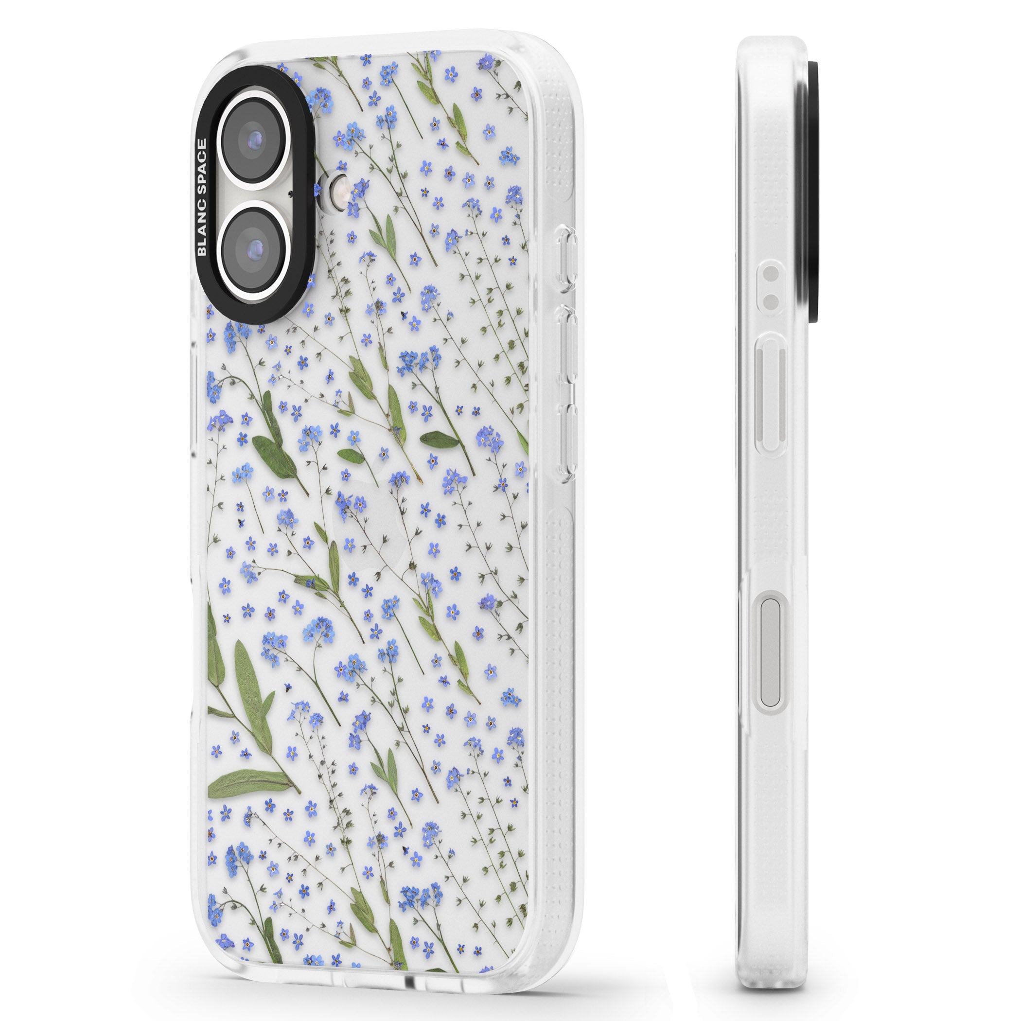 Blue Wild Flower Design iPhone 16 / 16 Plus Clear Case Impact Air - Blanc Space