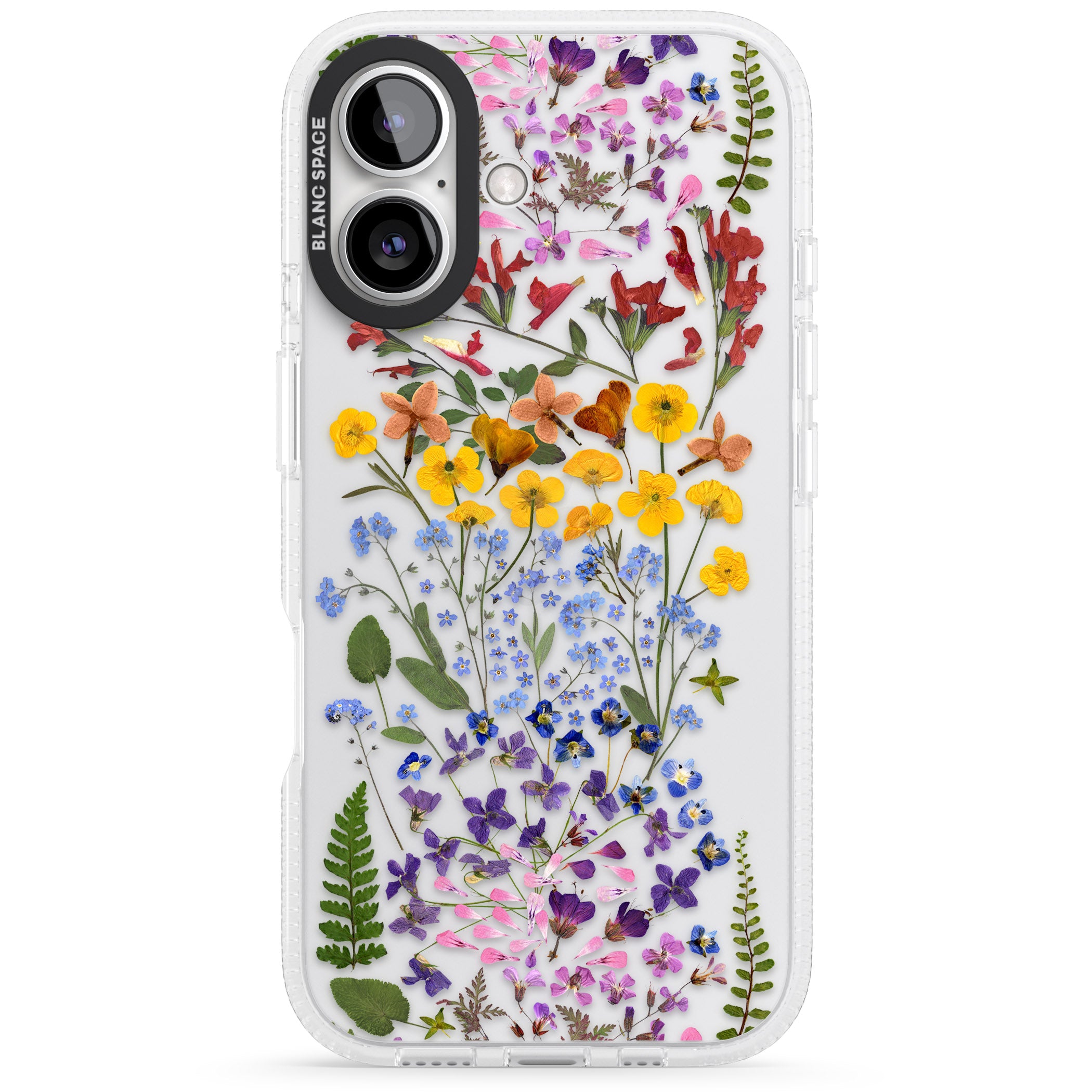 Wild Flower Stripe Design iPhone 16 / 16 Plus Clear Case Impact Air - Blanc Space