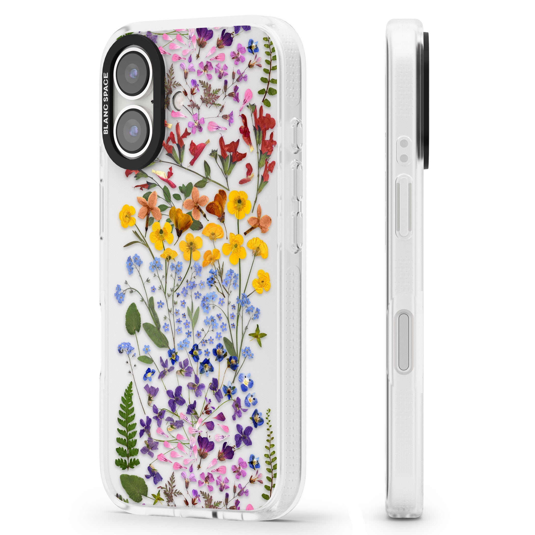 Wild Flower Stripe Design iPhone 16 / 16 Plus Clear Case Impact Air - Blanc Space
