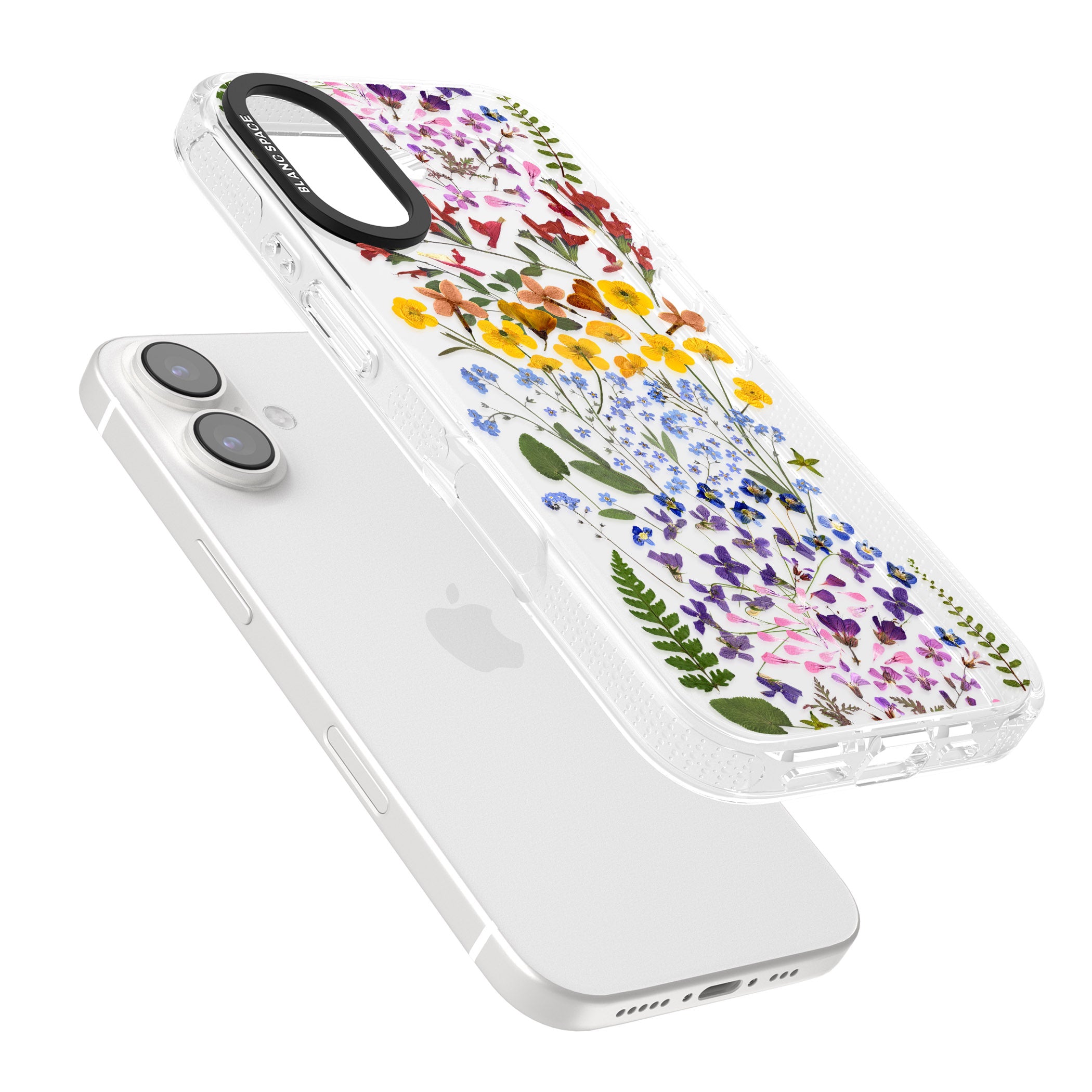 Wild Flower Stripe Design iPhone 16 / 16 Plus Clear Case Impact Air - Blanc Space