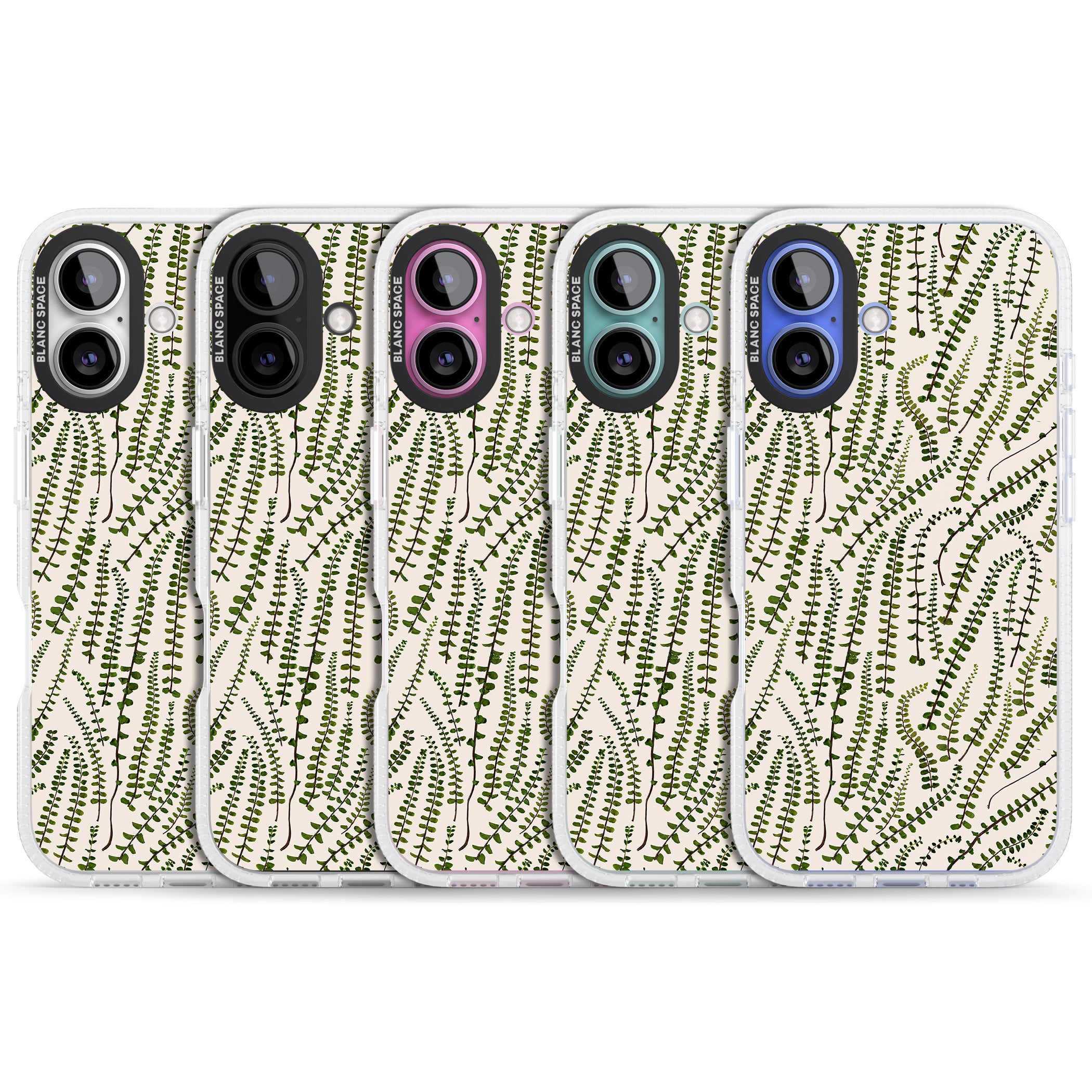 Fern Leaf Pattern Design - Cream iPhone 16 / 16 Plus Clear Case Impact Air - Blanc Space