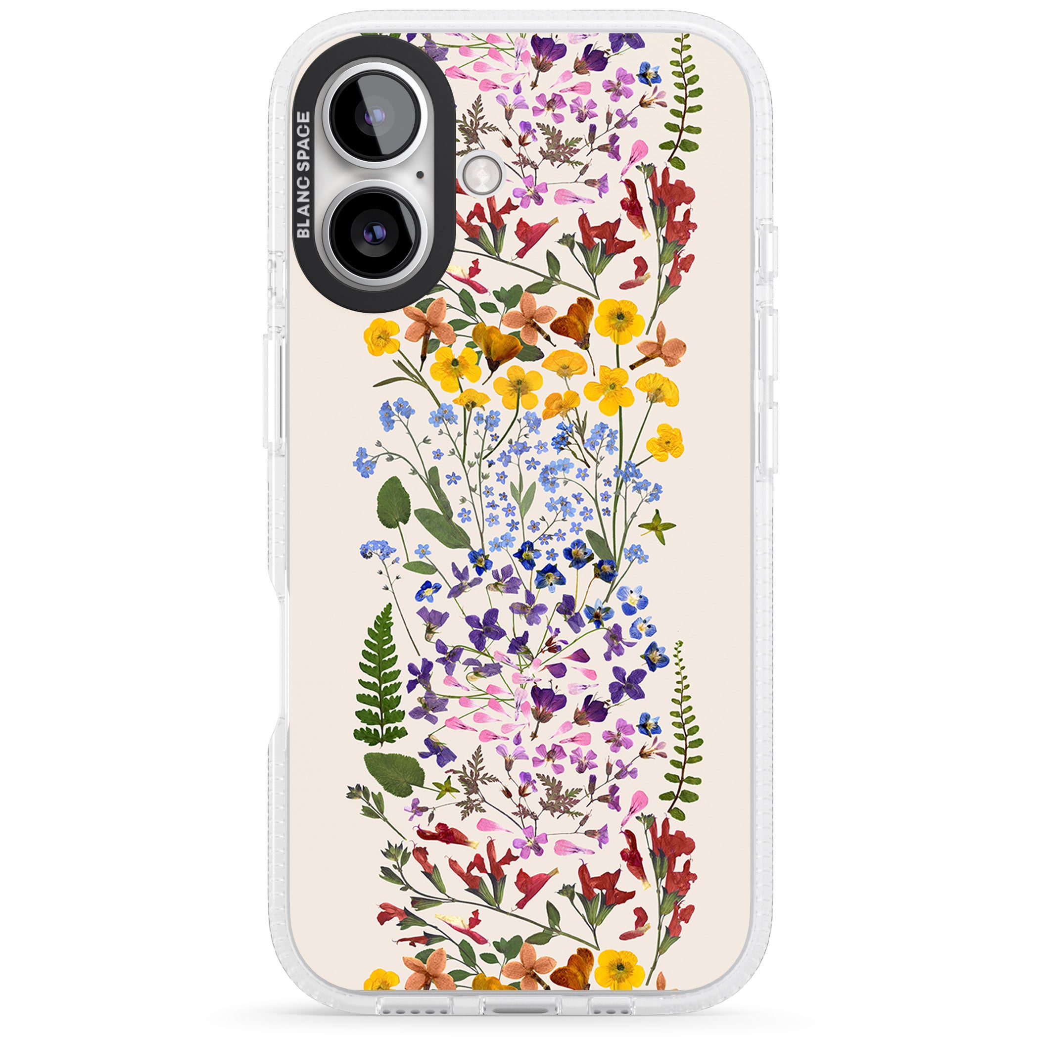 Wildflower Stripe Design - Cream iPhone 16 / 16 Plus Clear Case Impact Air - Blanc Space
