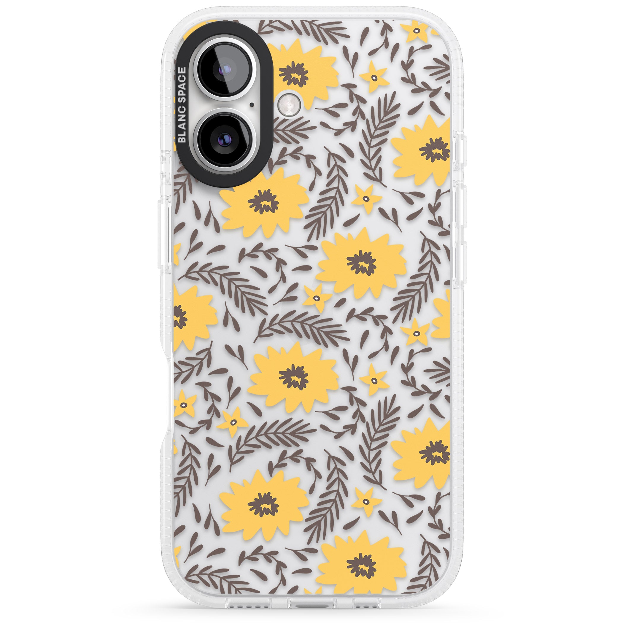 Yellow Blossoms Transparent Floral iPhone 16 / 16 Plus Clear Case Impact Air - Blanc Space