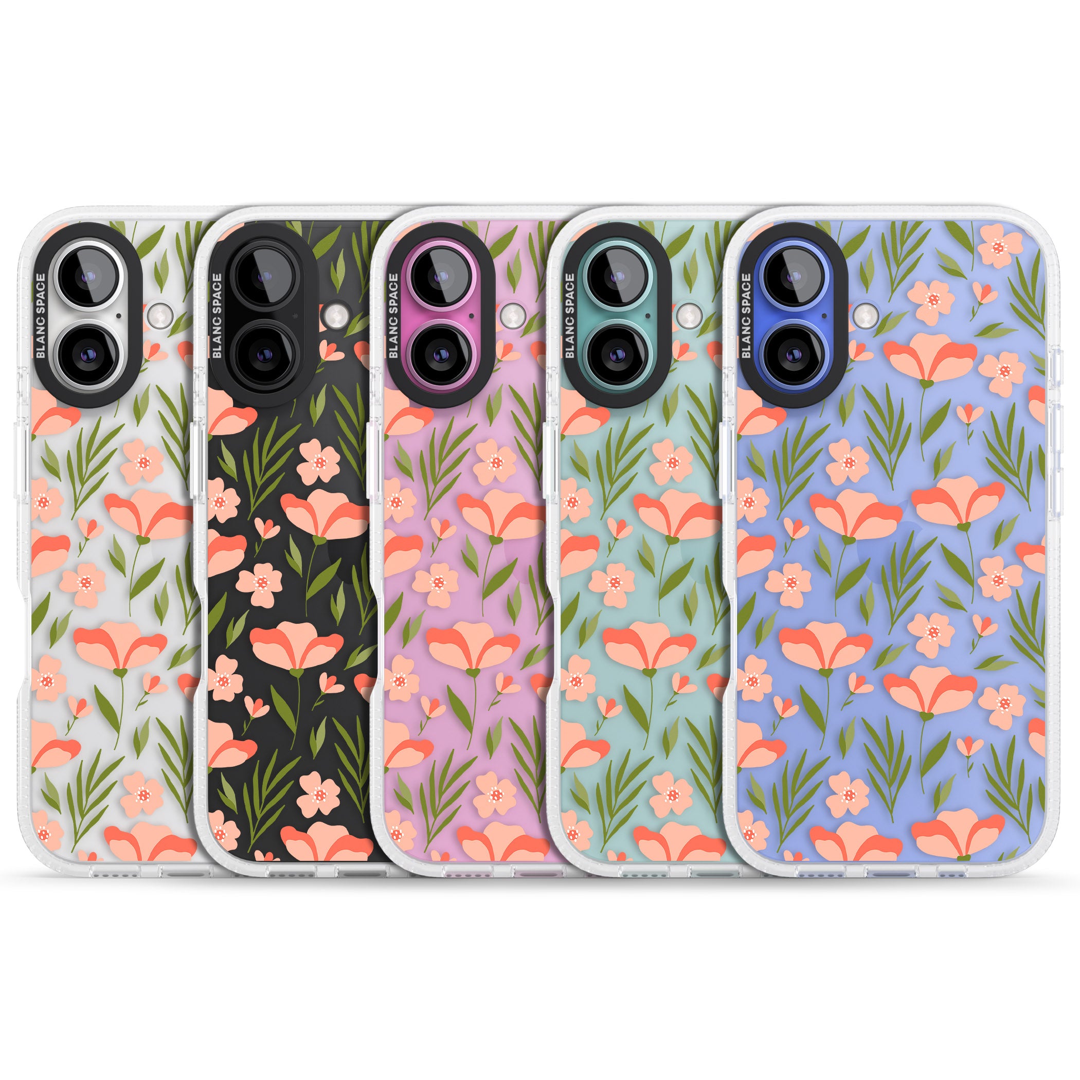 Pink Petals Transparent Floral iPhone 16 / 16 Plus Clear Case Impact Air - Blanc Space