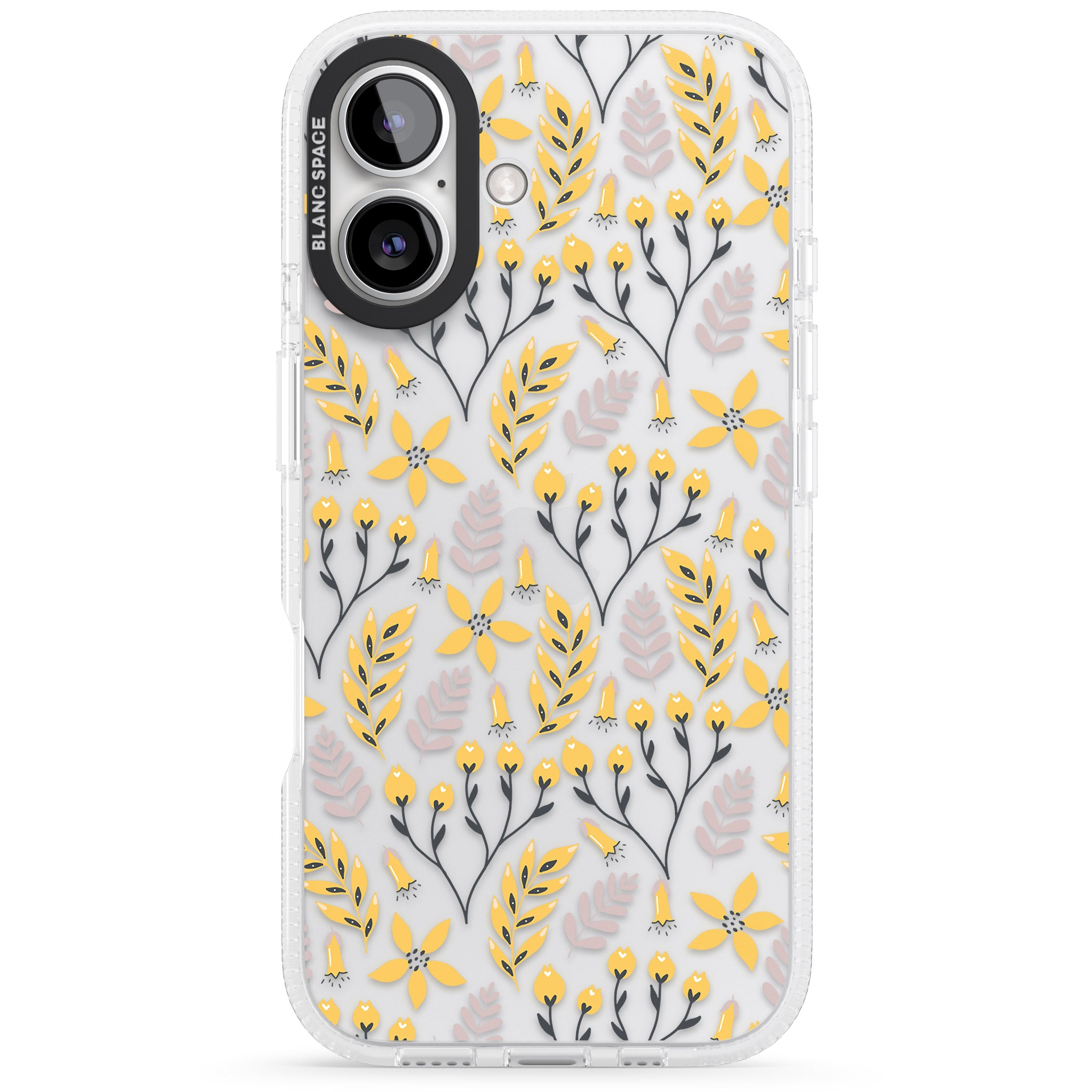 Yellow Leaves Transparent Floral iPhone 16 / 16 Plus Clear Case Impact Air - Blanc Space