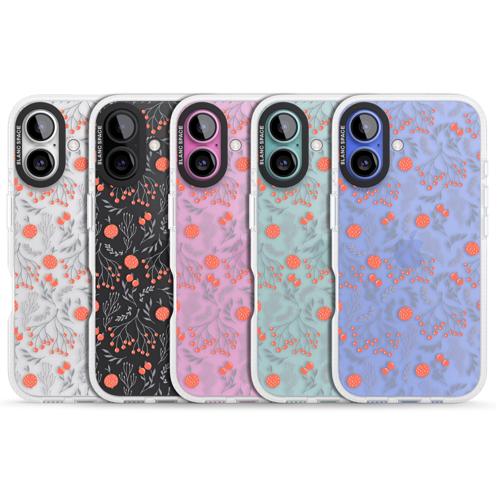 Red Fruits Transparent Floral iPhone 16 / 16 Plus Clear Case Impact Air - Blanc Space