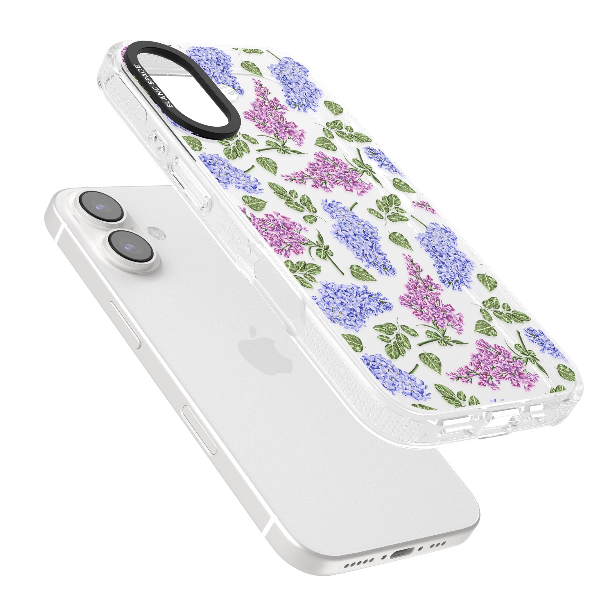 Purple Blossoms Transparent Floral iPhone 16 / 16 Plus Clear Case Impact Air - Blanc Space