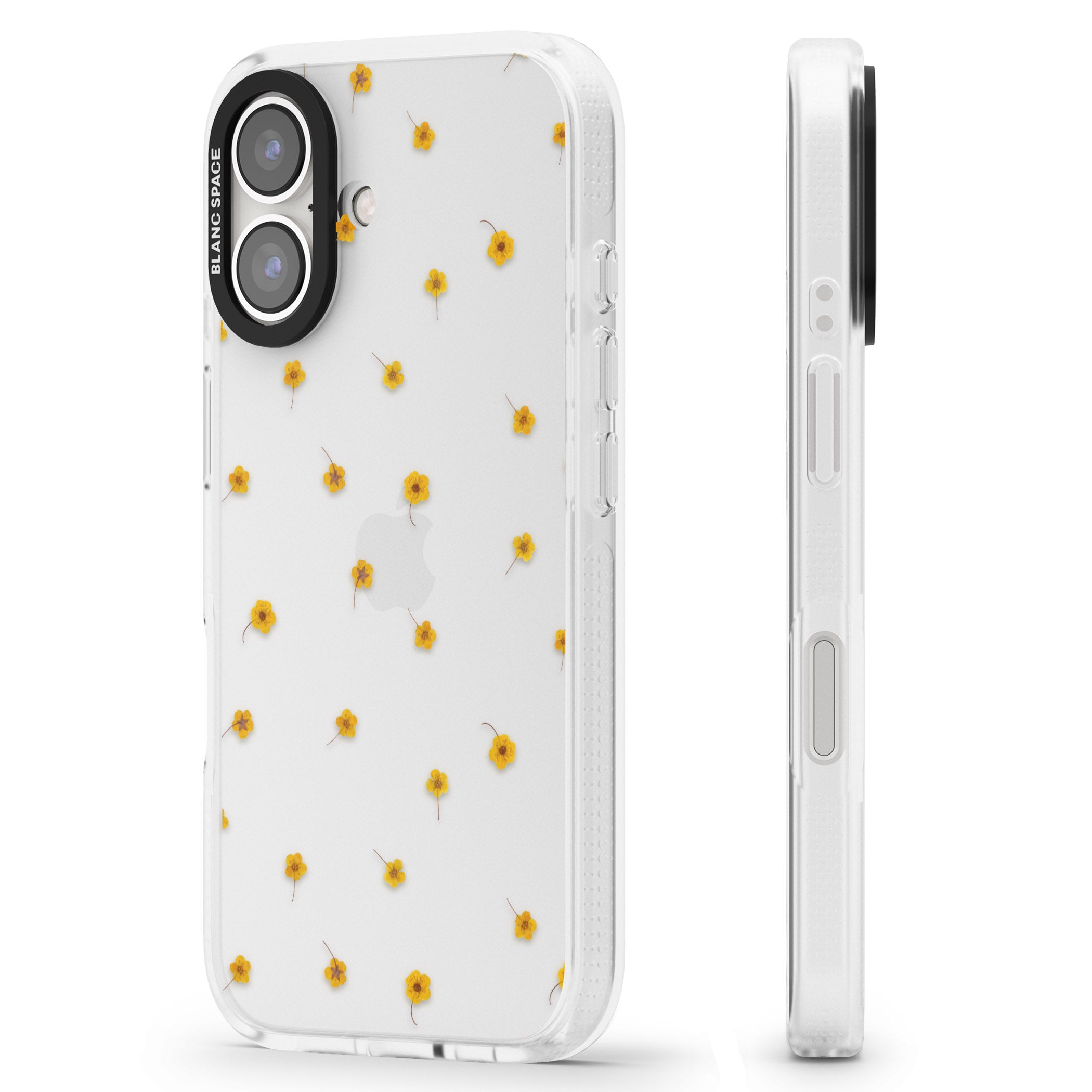Yellow Flower Pattern - Dried Flower-Inspired iPhone 16 / 16 Plus Clear Case Impact Air - Blanc Space