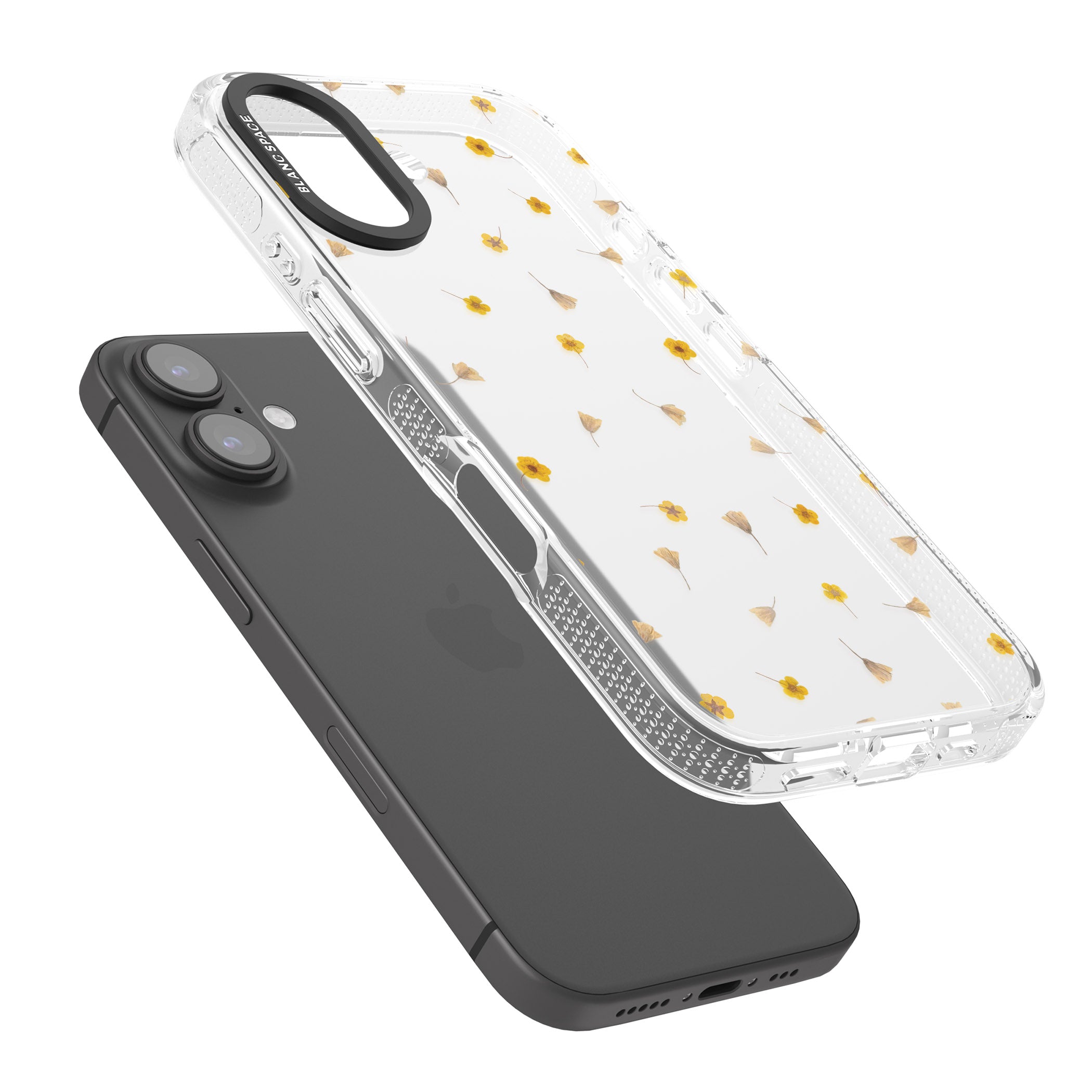 Small Flower Mix - Dried Flower-Inspired Design iPhone 16 / 16 Plus Clear Case Impact Air - Blanc Space