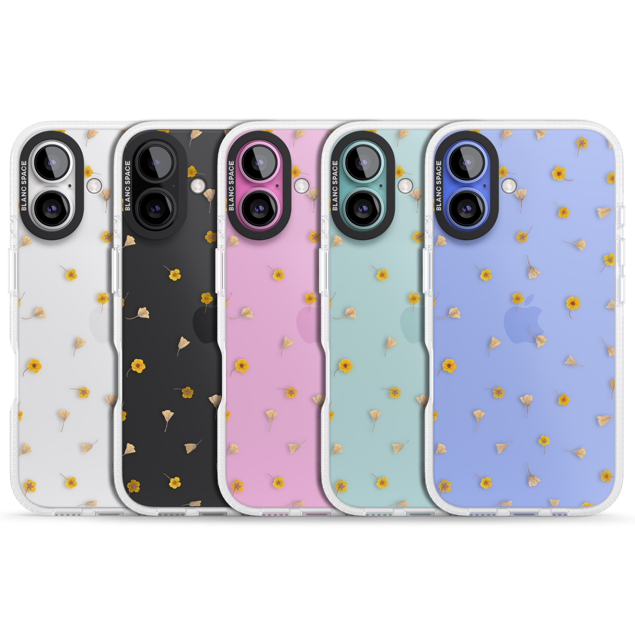Small Flower Mix - Dried Flower-Inspired Design iPhone 16 / 16 Plus Clear Case Impact Air - Blanc Space