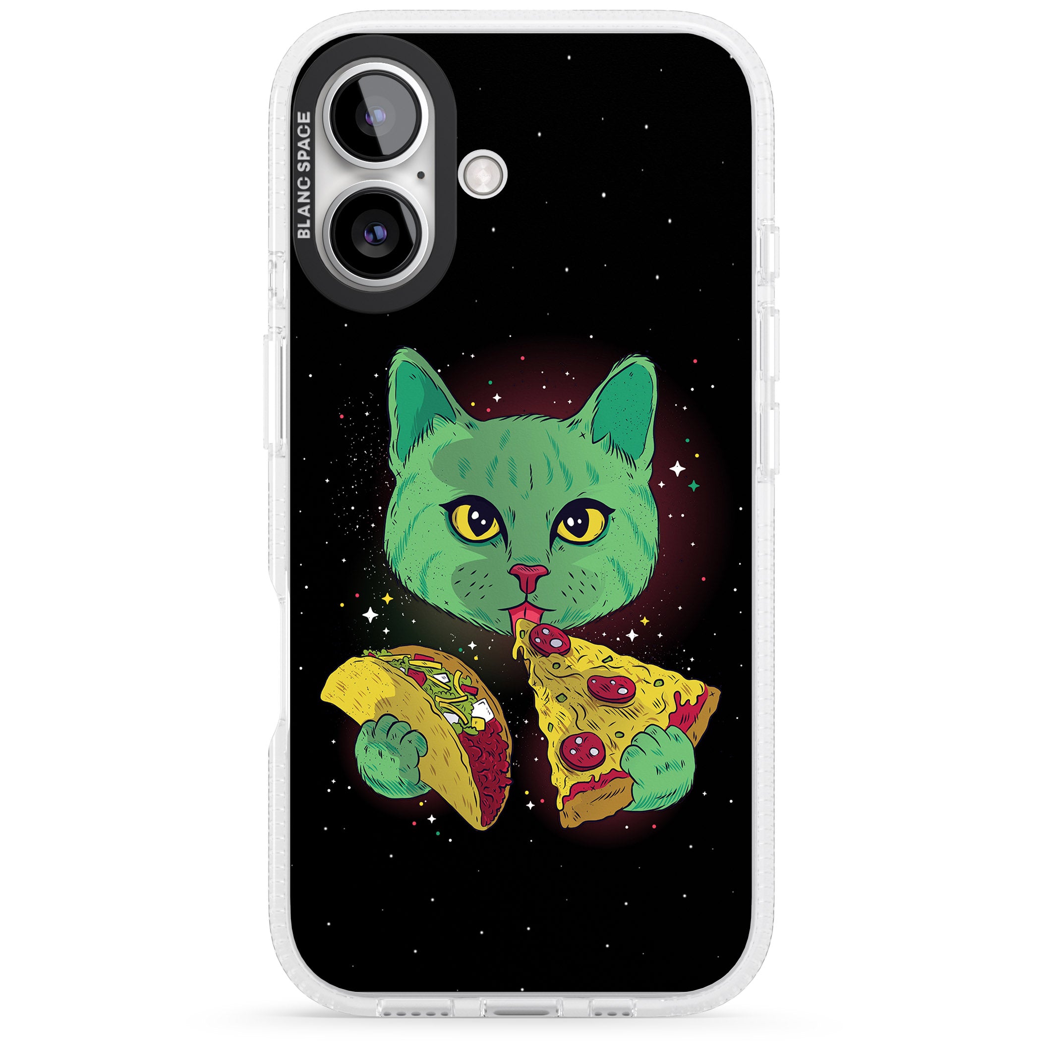 Pizza Purr iPhone 16 / 16 Plus Clear Case Impact Air - Blanc Space