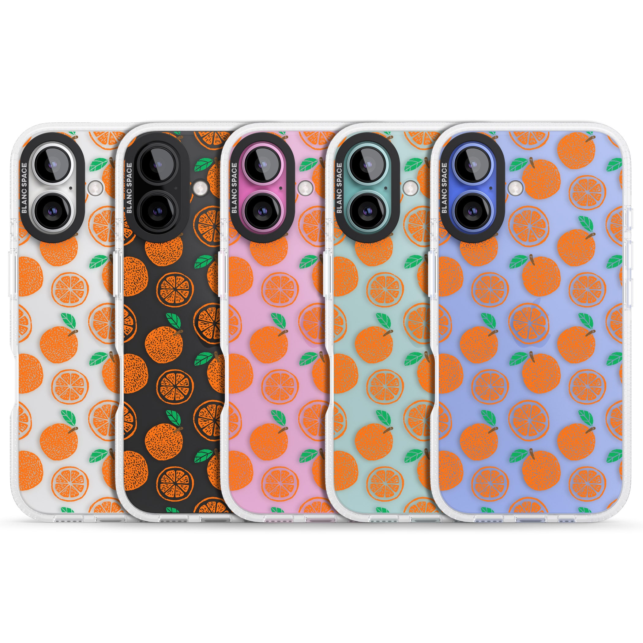 Orange Pattern iPhone 16 / 16 Plus Clear Case Impact Air - Blanc Space