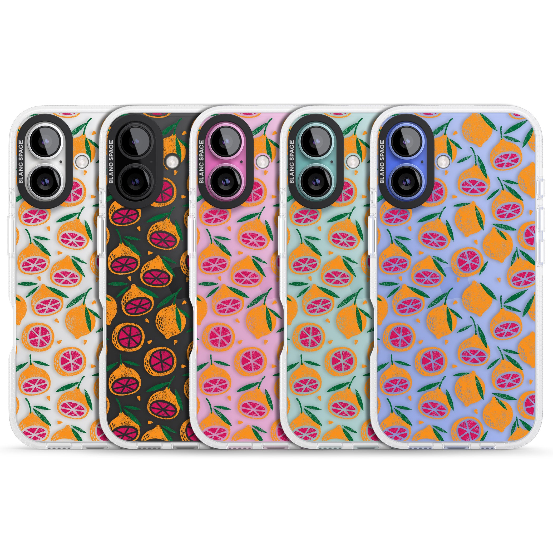 Blood Orange Fruit Pattern Transparent iPhone 16 / 16 Plus Clear Case Impact Air - Blanc Space