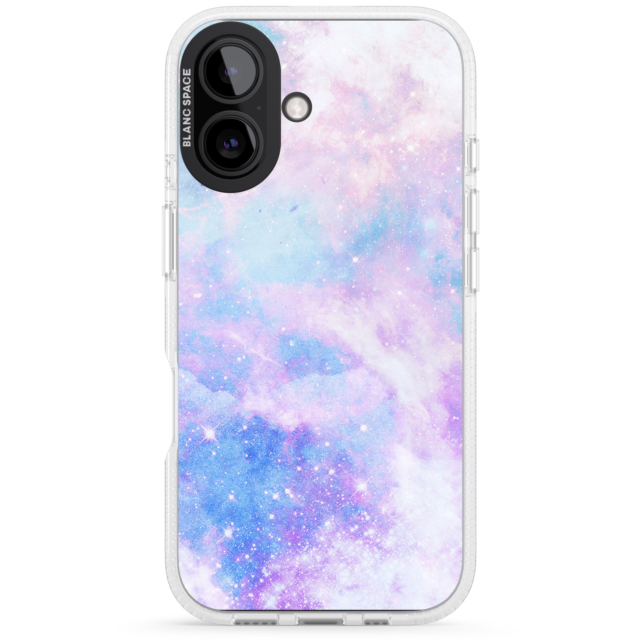 Light Blue Galaxy Pattern Design iPhone 16 / 16 Plus Clear Case Impact Air - Blanc Space